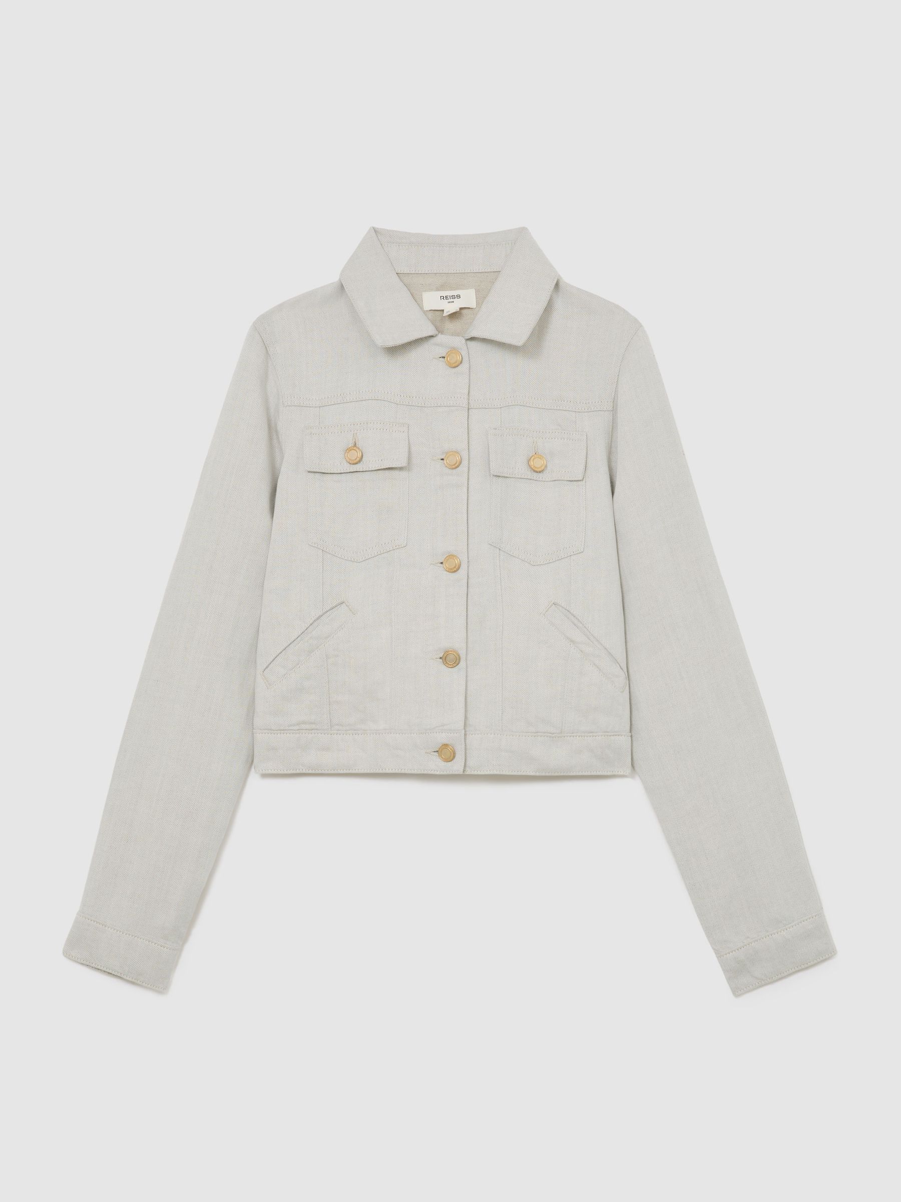 Lyocell-Linen Trucker Jacket in Neutral - Image 2 of 7