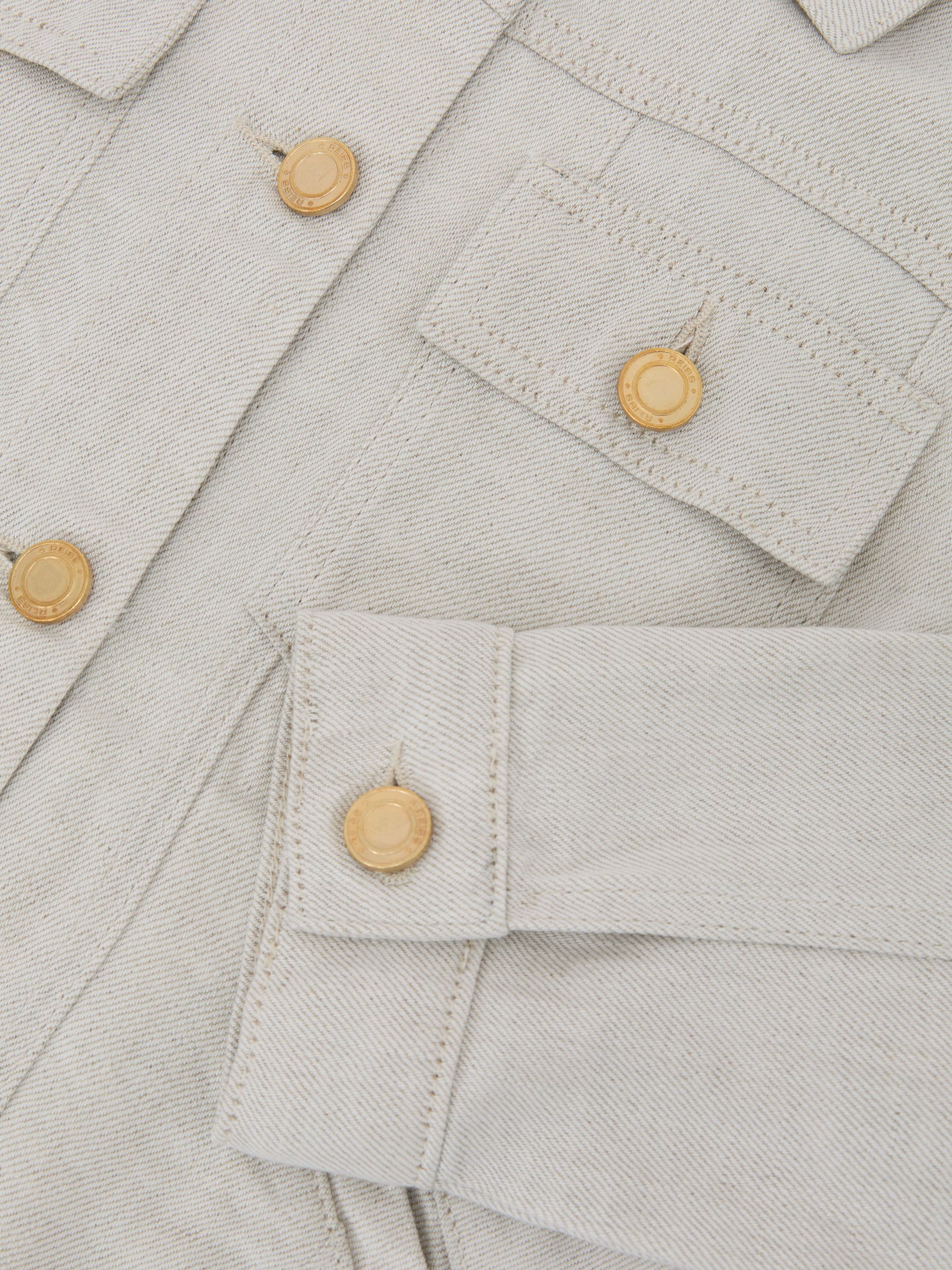 Lyocell-Linen Trucker Jacket in Neutral - Image 7 of 7