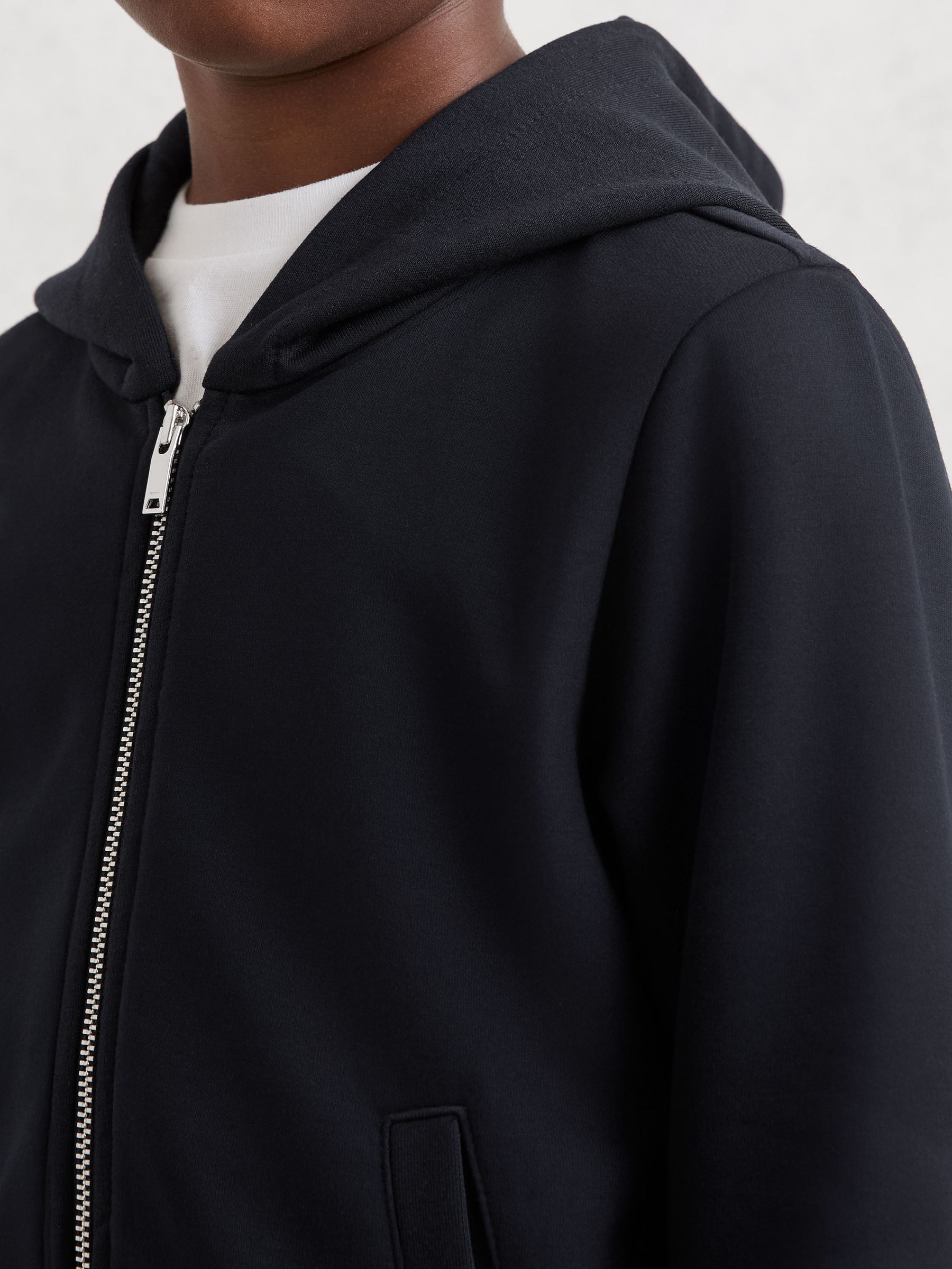 13-14 yrs Premium Interlock Zip Through Hoodie in Navy - Image 4 of 5