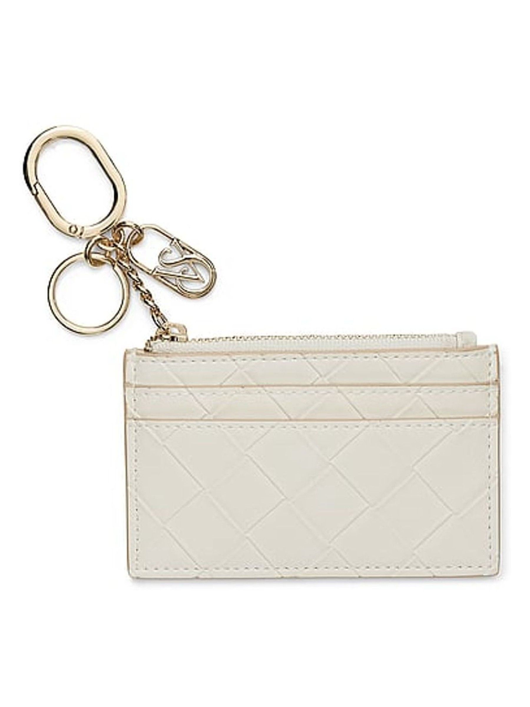 Soft Ivory White Woven Card Case Keyring - Image 1 of 2 Soft Ivory White Woven Card Case Keyring - Image 1 of 2