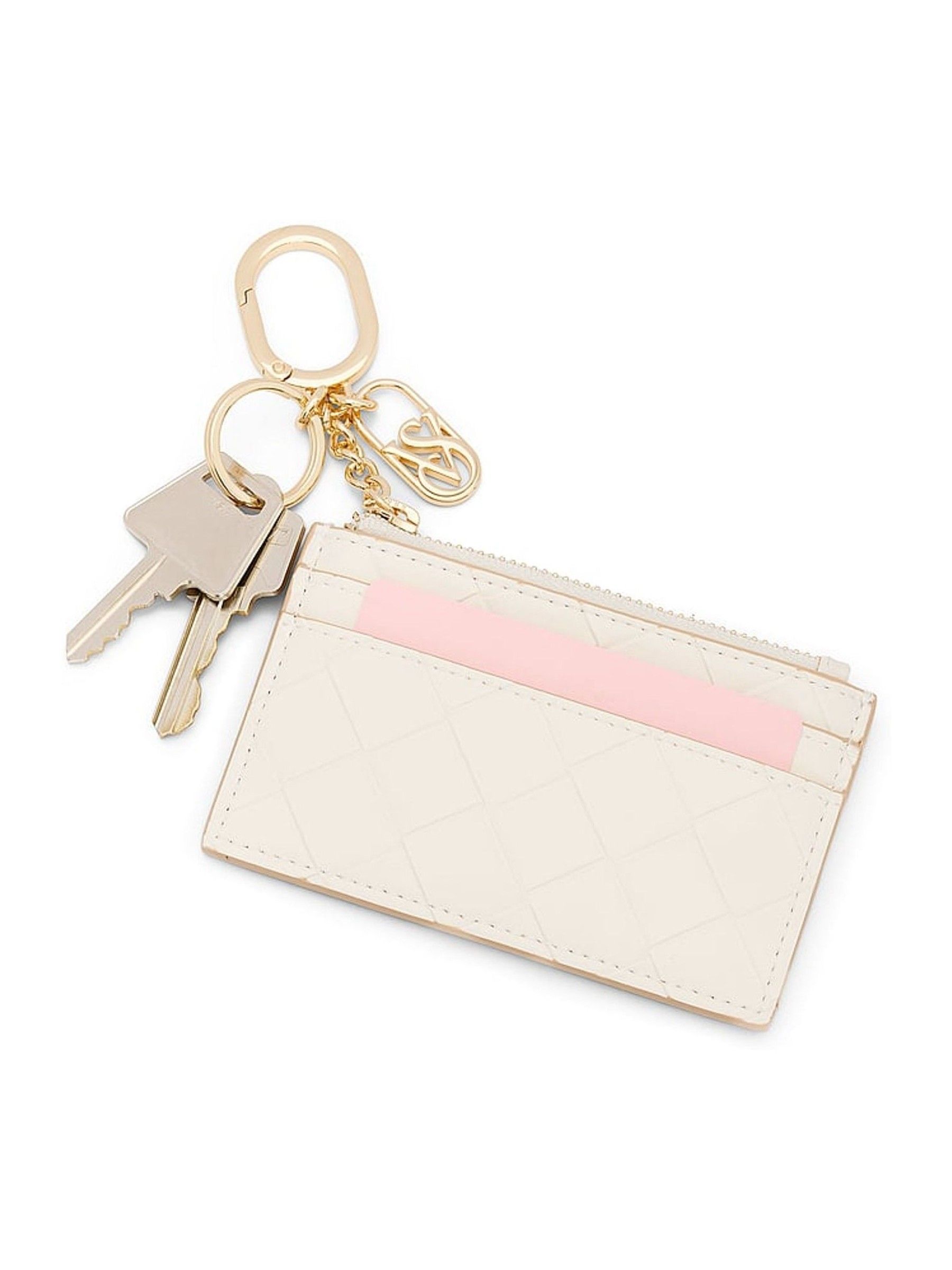 Soft Ivory White Woven Card Case Keyring - Image 2 of 2