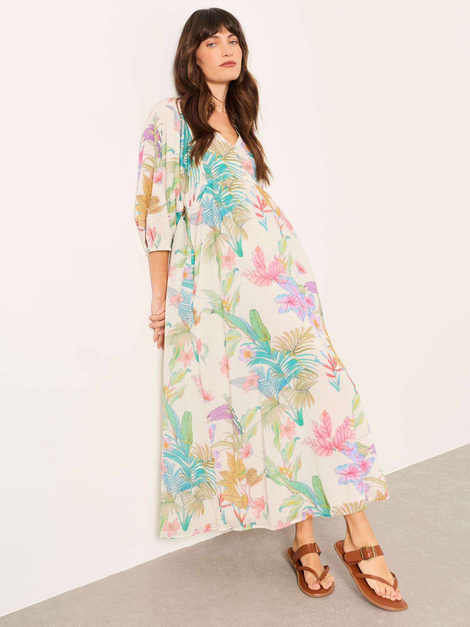 Lilibet Ivory Tropical Petite Midi Dress - Image 3 of 6