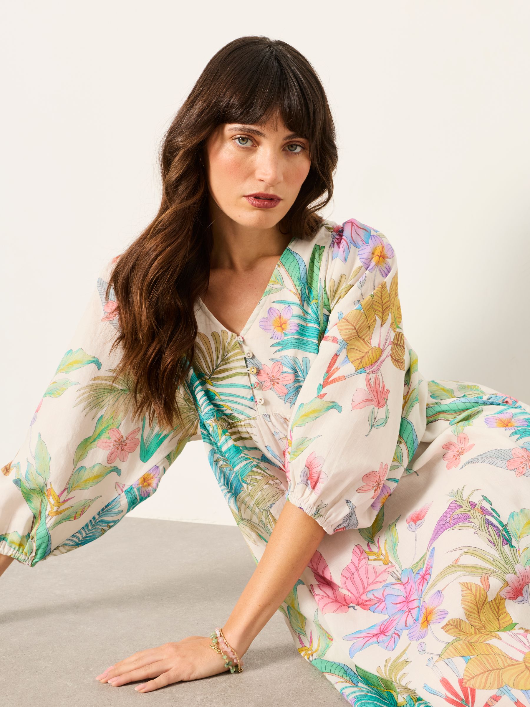 Lilibet Ivory Tropical Petite Midi Dress - Image 5 of 6
