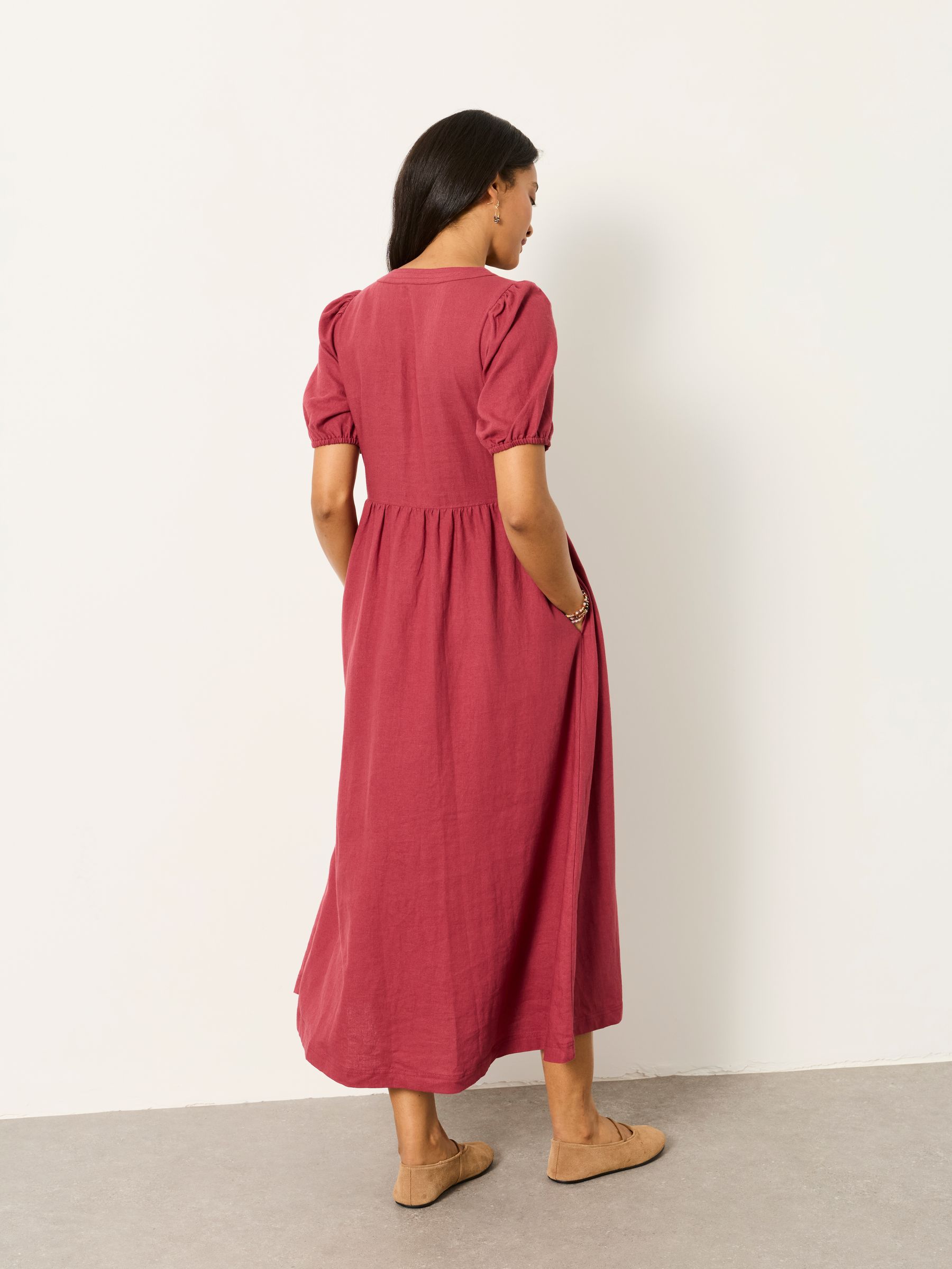 Remi Rust Brown Petite Linen Dress | FatFace USA