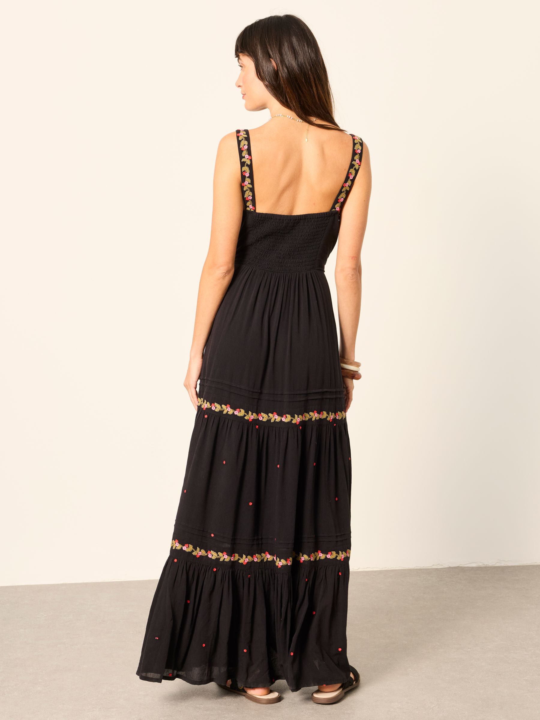 Fat Face - Black - Gia Black Petite Embroidered Maxi Dress