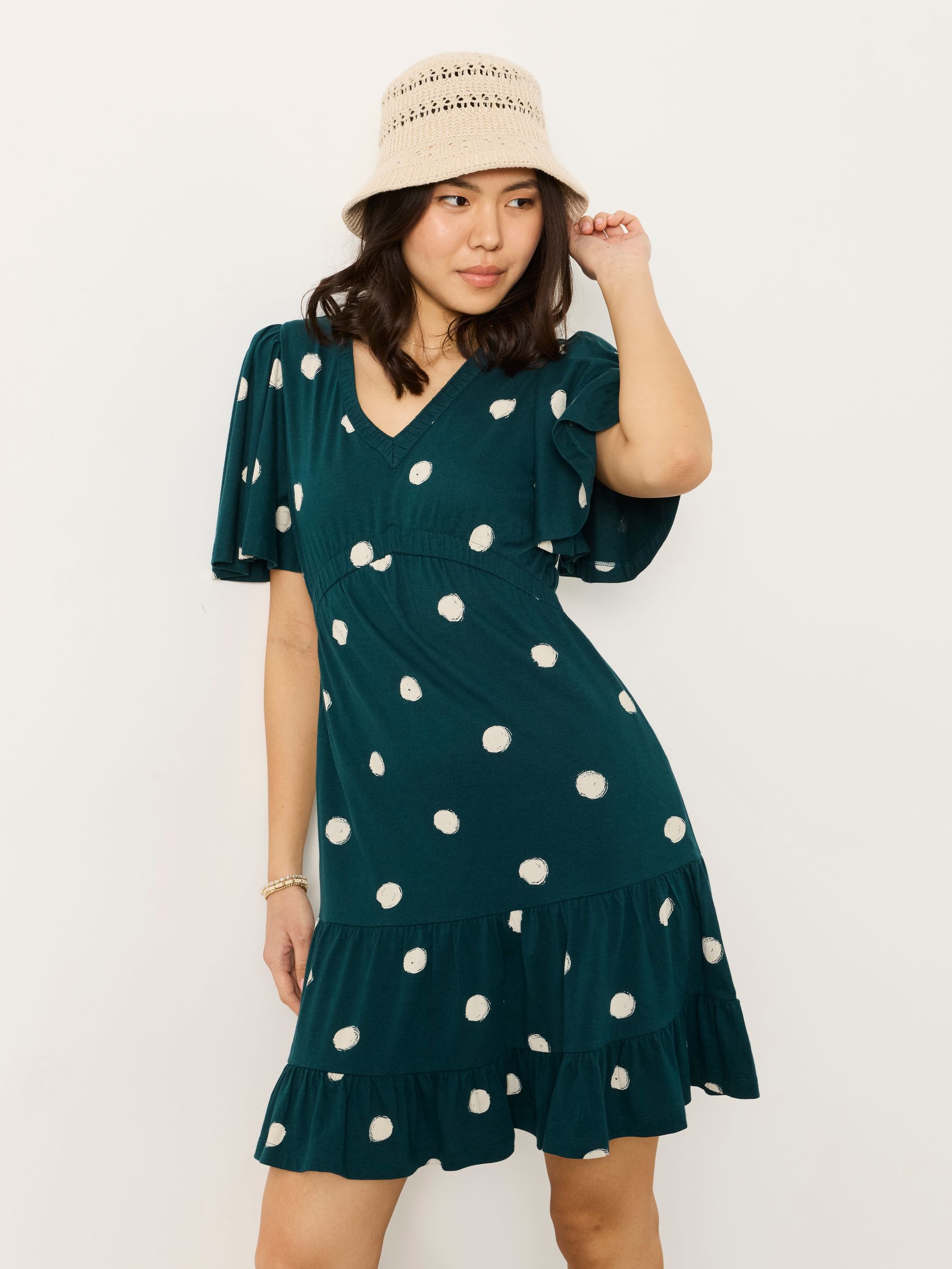Dark Teal Spot Petite Jersey Dress - Image 1 of 7