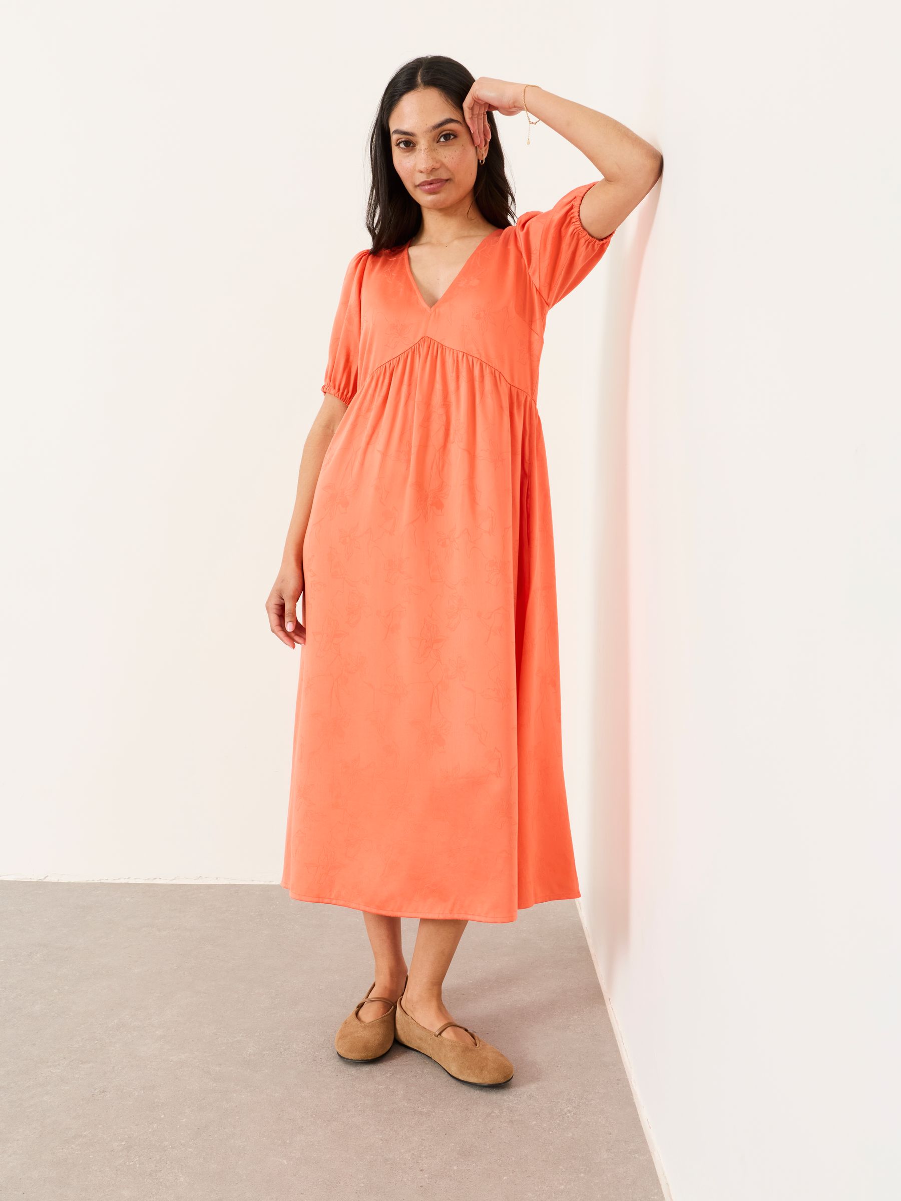 Remi Coral Pink Petite Midi Dress - Image 1 of 5