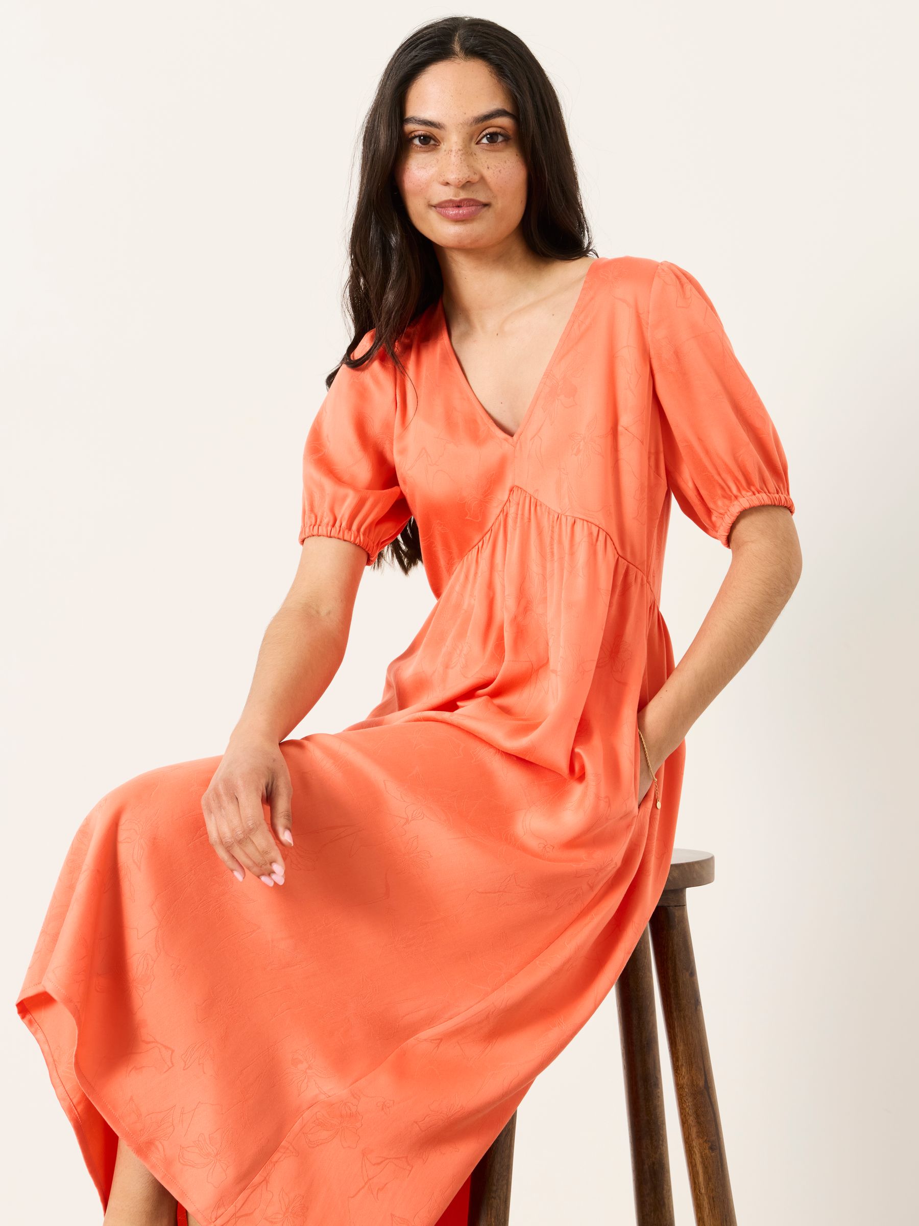 Remi Coral Pink Petite Midi Dress - Image 4 of 5