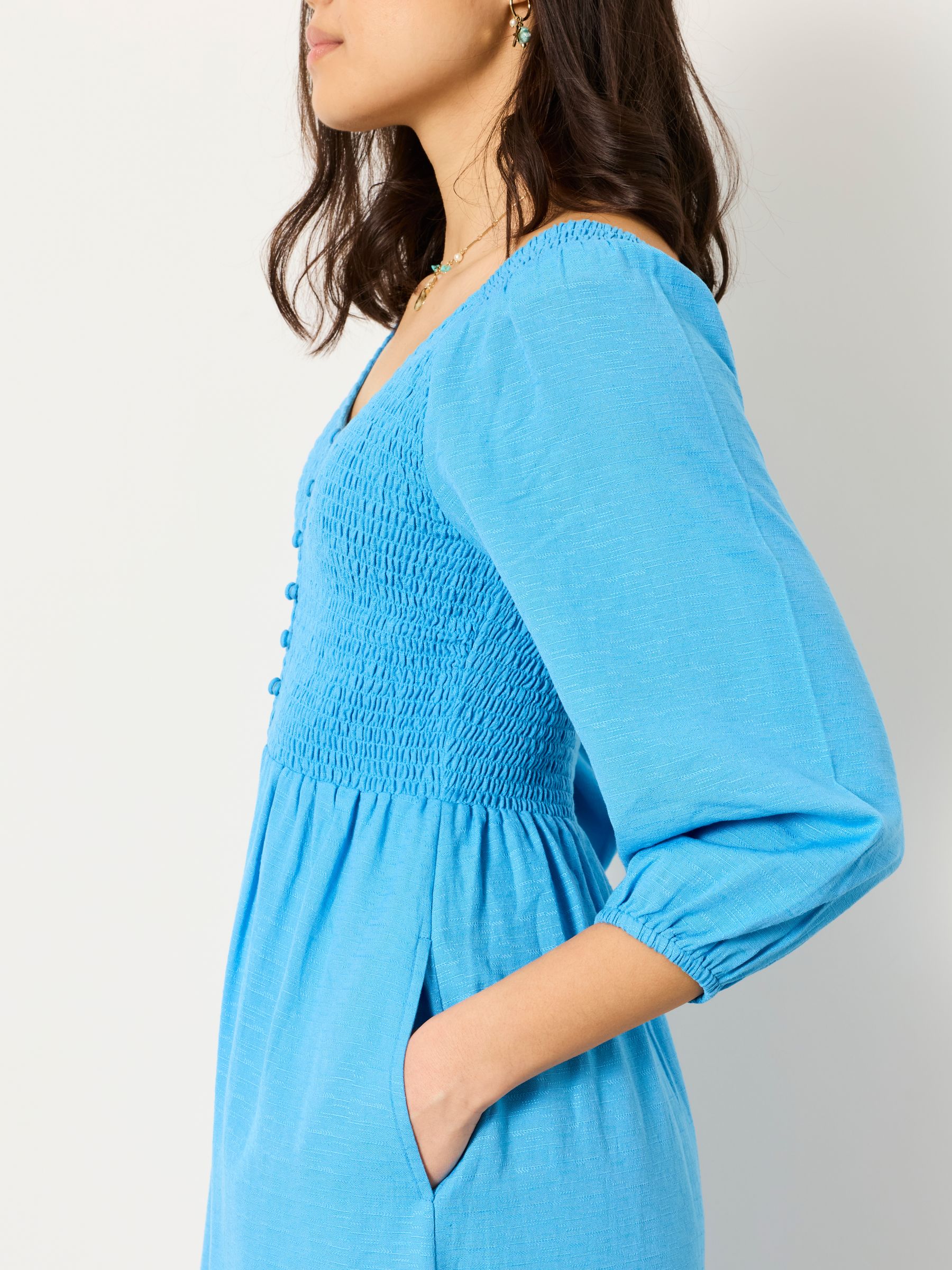 Adele Blue Petite Midi Dress | FatFace