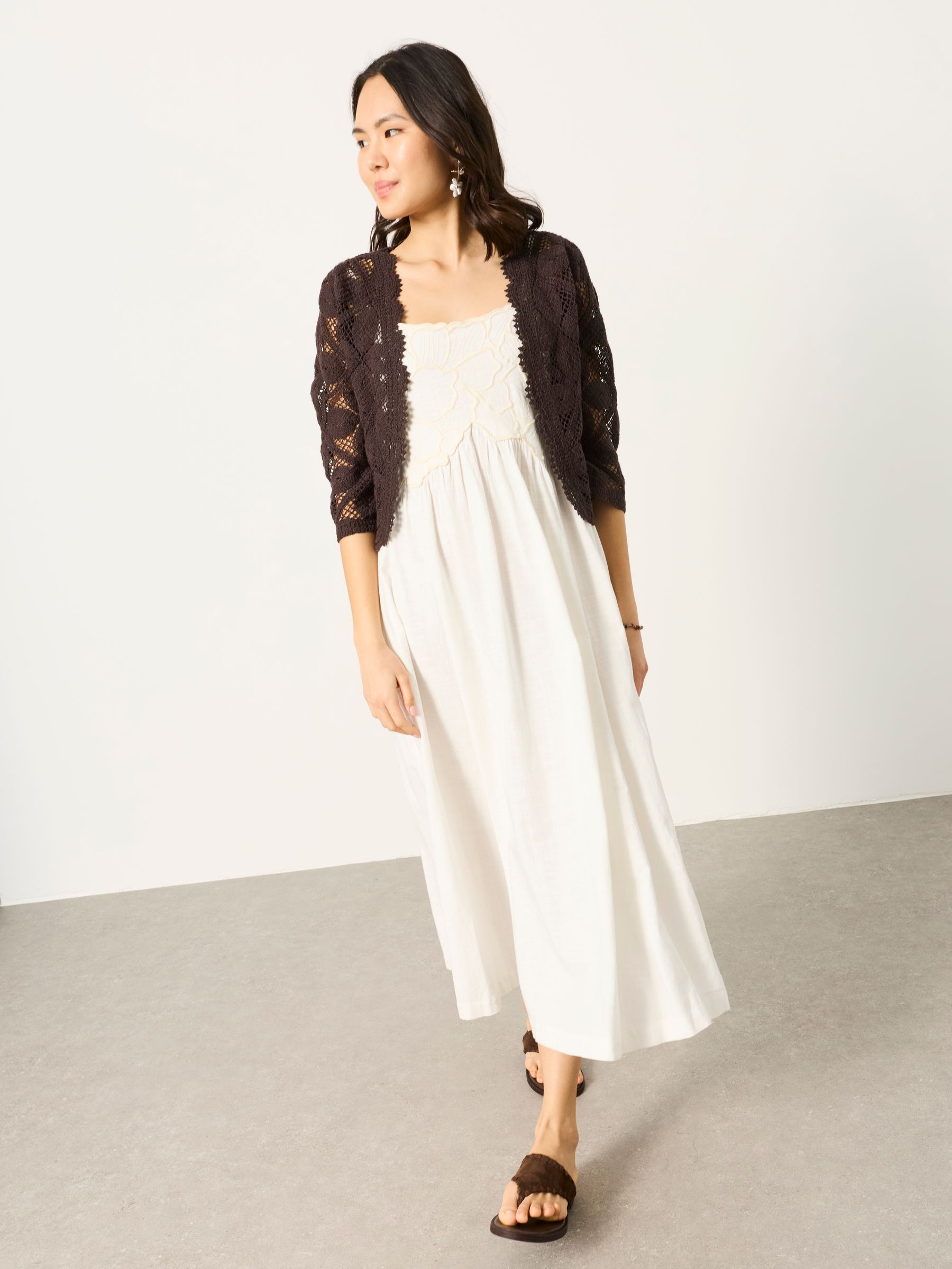 Hazel Ivory Petite Embroidered Midi Dress - Image 1 of 5