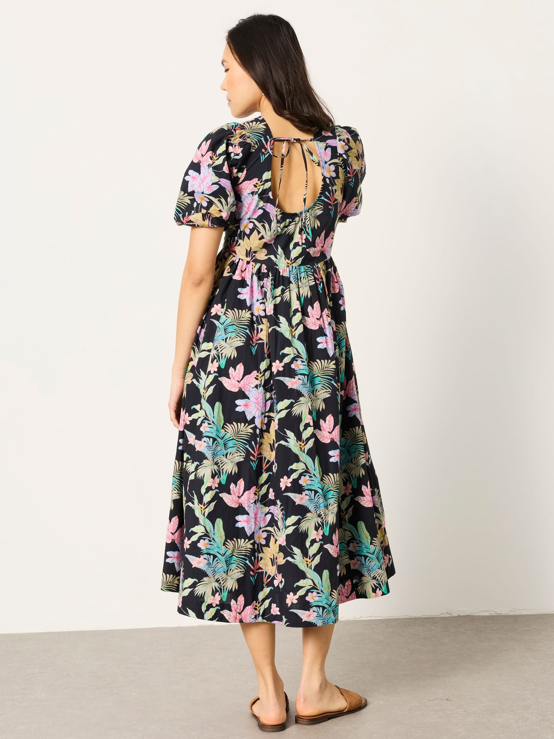 Fat Face - Black Tropical - Bria Black Tropical Petite Midi Dress