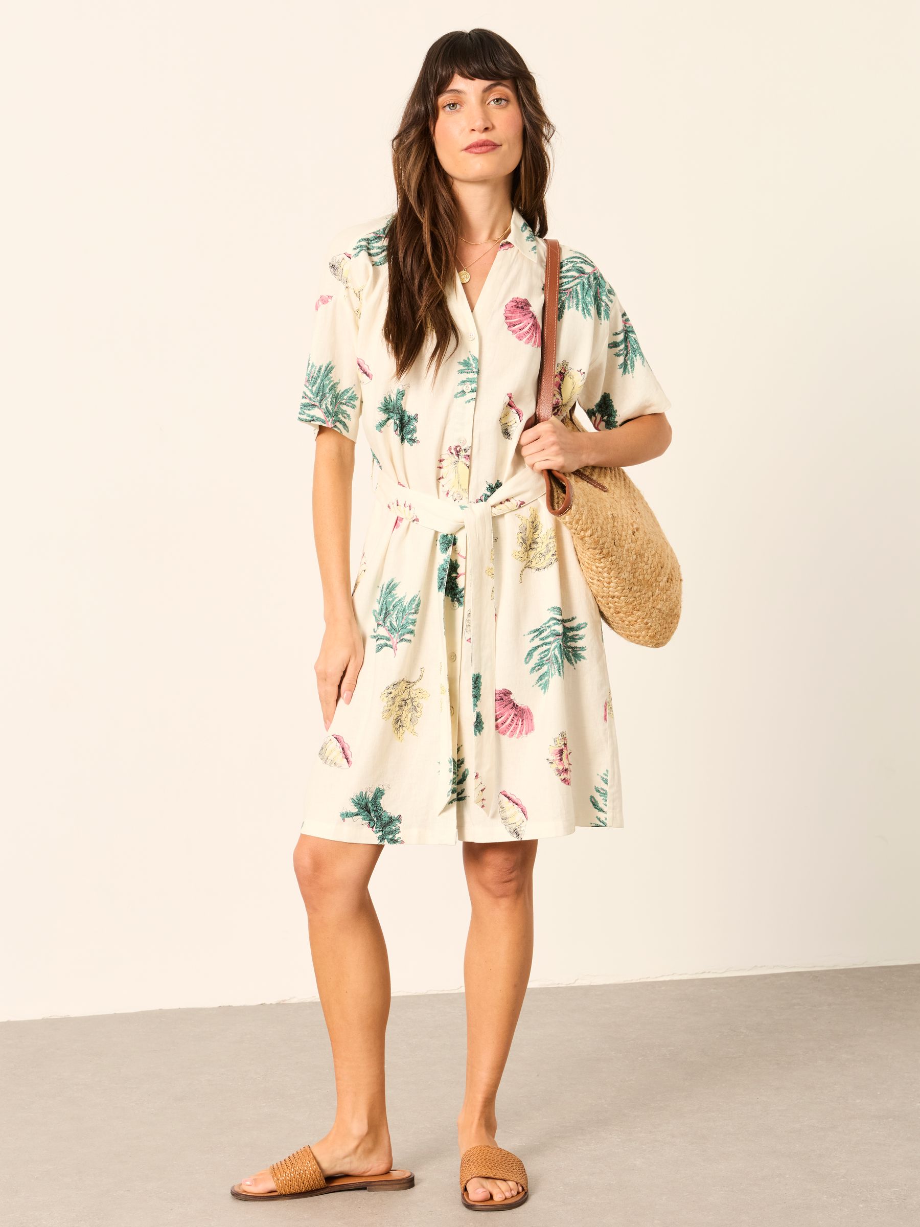 Cleo Ivory Sketched Shells Petite Shirt Dress - Image 2 of 7