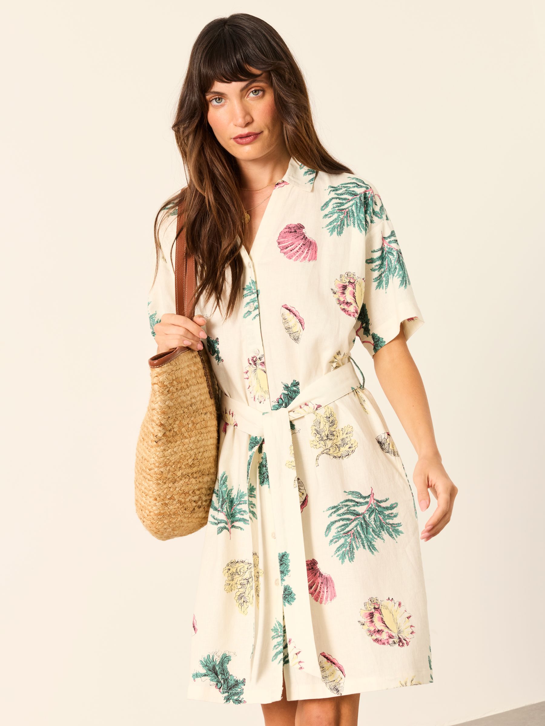 Cleo Ivory Sketched Shells Petite Shirt Dress - Image 5 of 7