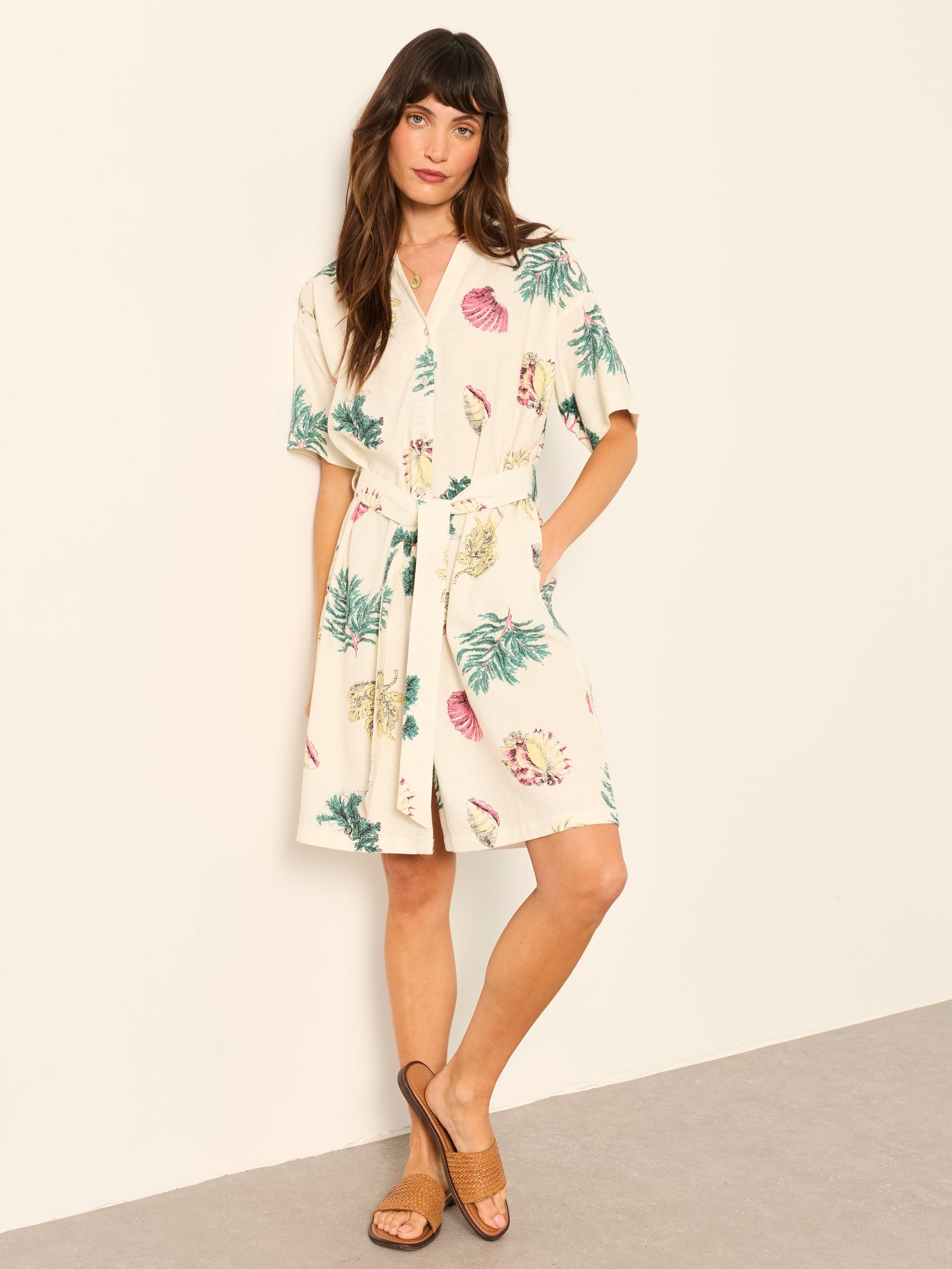 Cleo Ivory Sketched Shells Petite Shirt Dress - Image 6 of 7