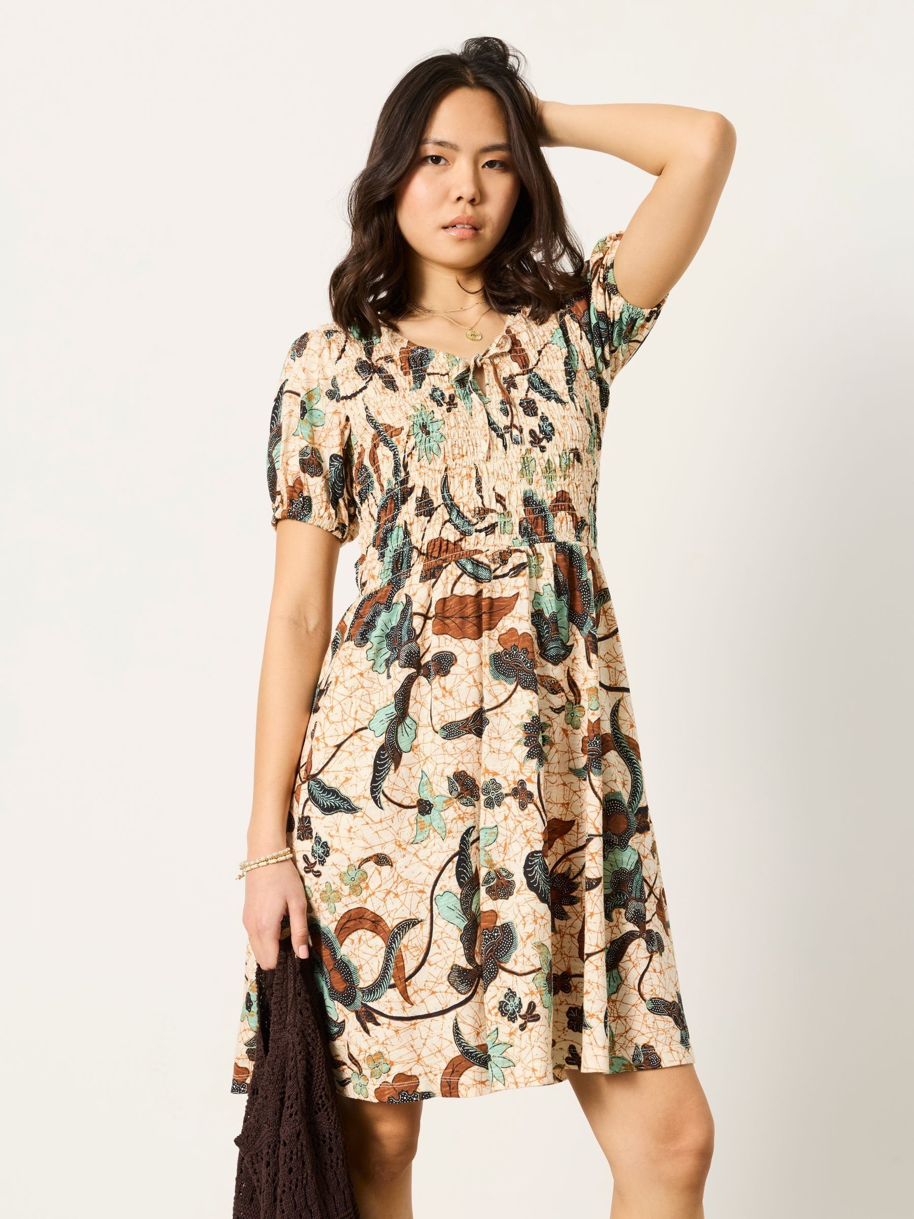 Nora Ivory Batik Petite Jersey Dress - Image 1 of 6