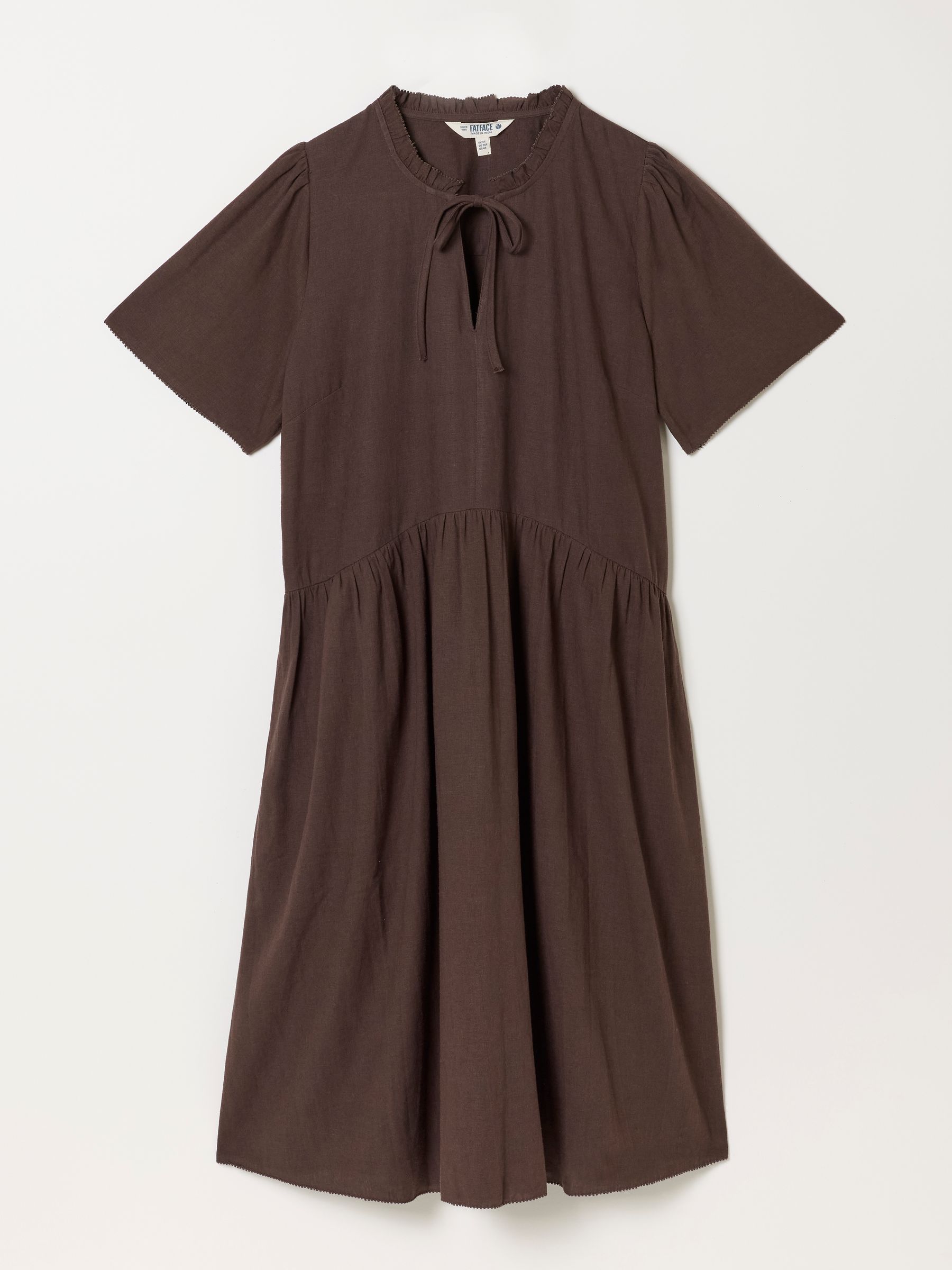 Immy Chocolate Brown Petite Linen Dress - Image 1 of 1