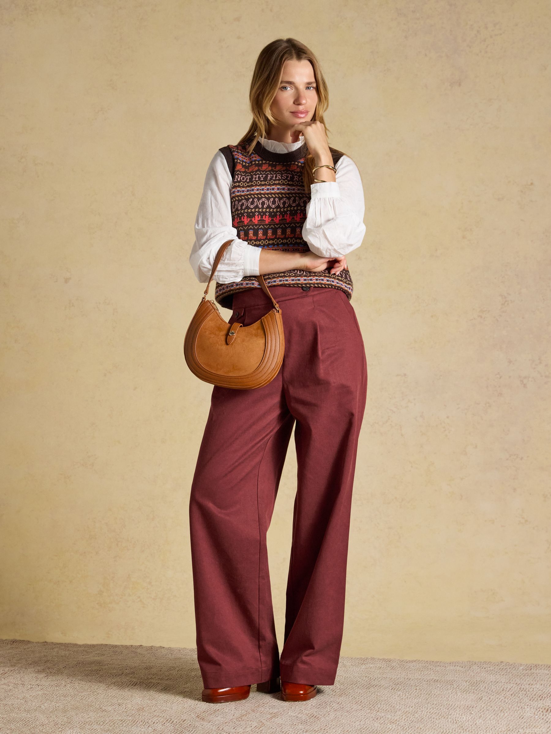 Tan Brown Crossbody Saddle Bag - Image 3 of 8