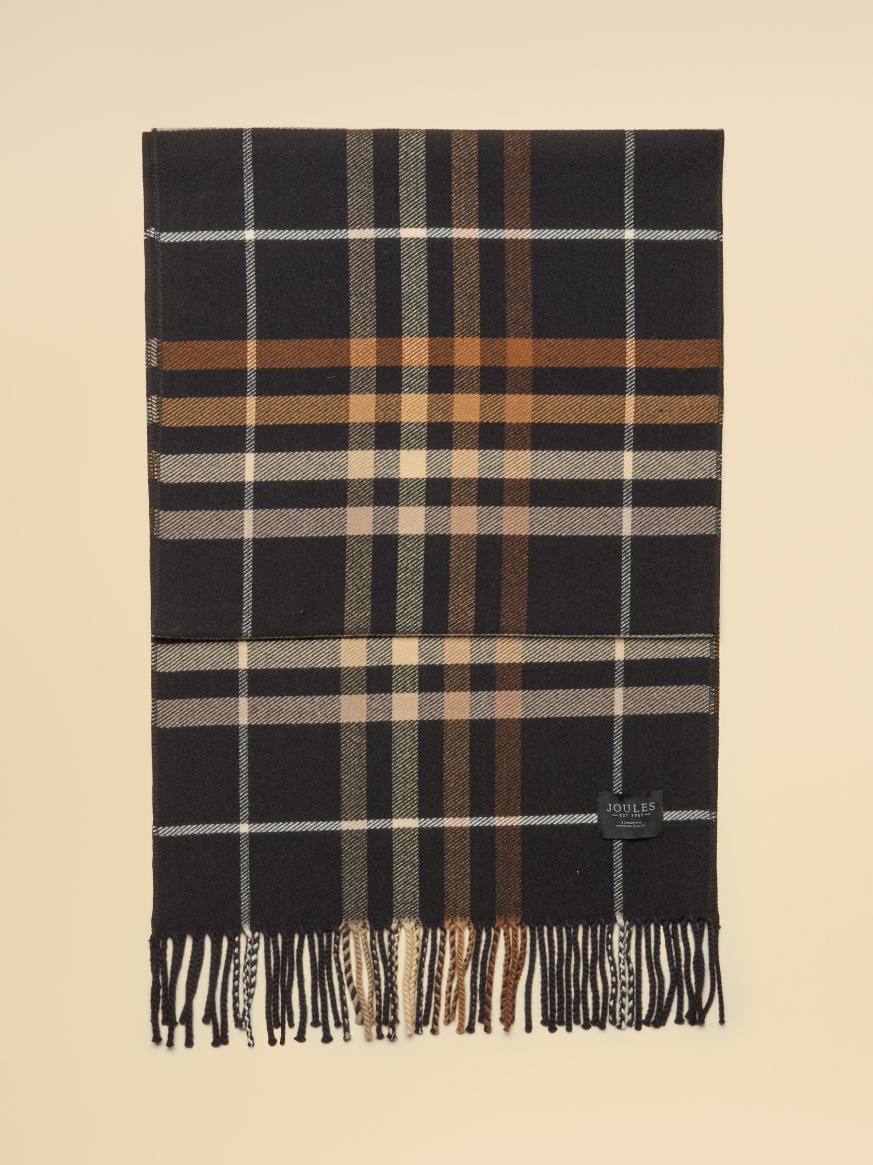 Langtree Black & Tan Check Scarf - Image 6 of 6