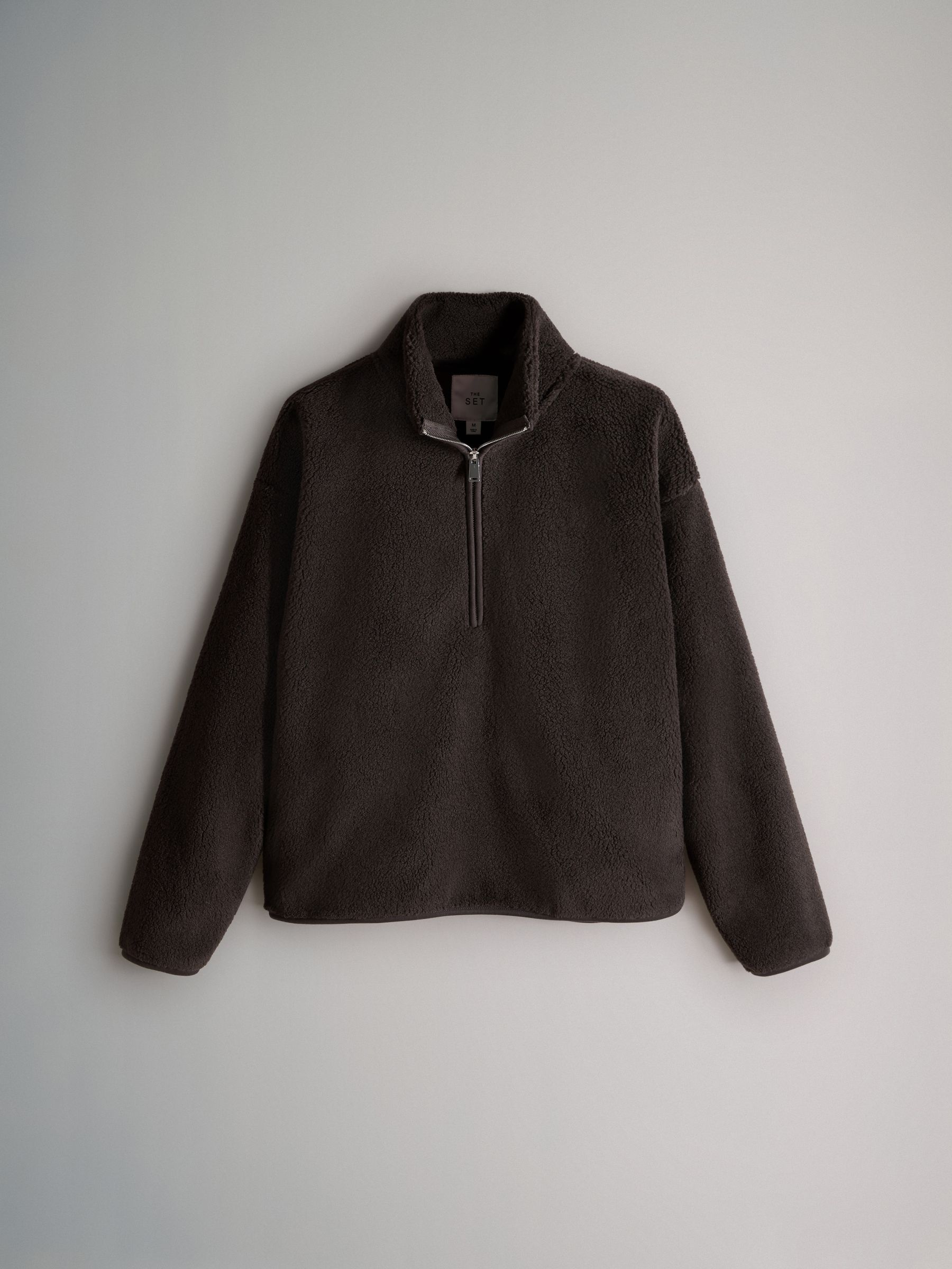 Chocolate Brown/Cream 2 Pack Borg Funnel Neck 1/4 Zip Fleeces - Image 3 of 5