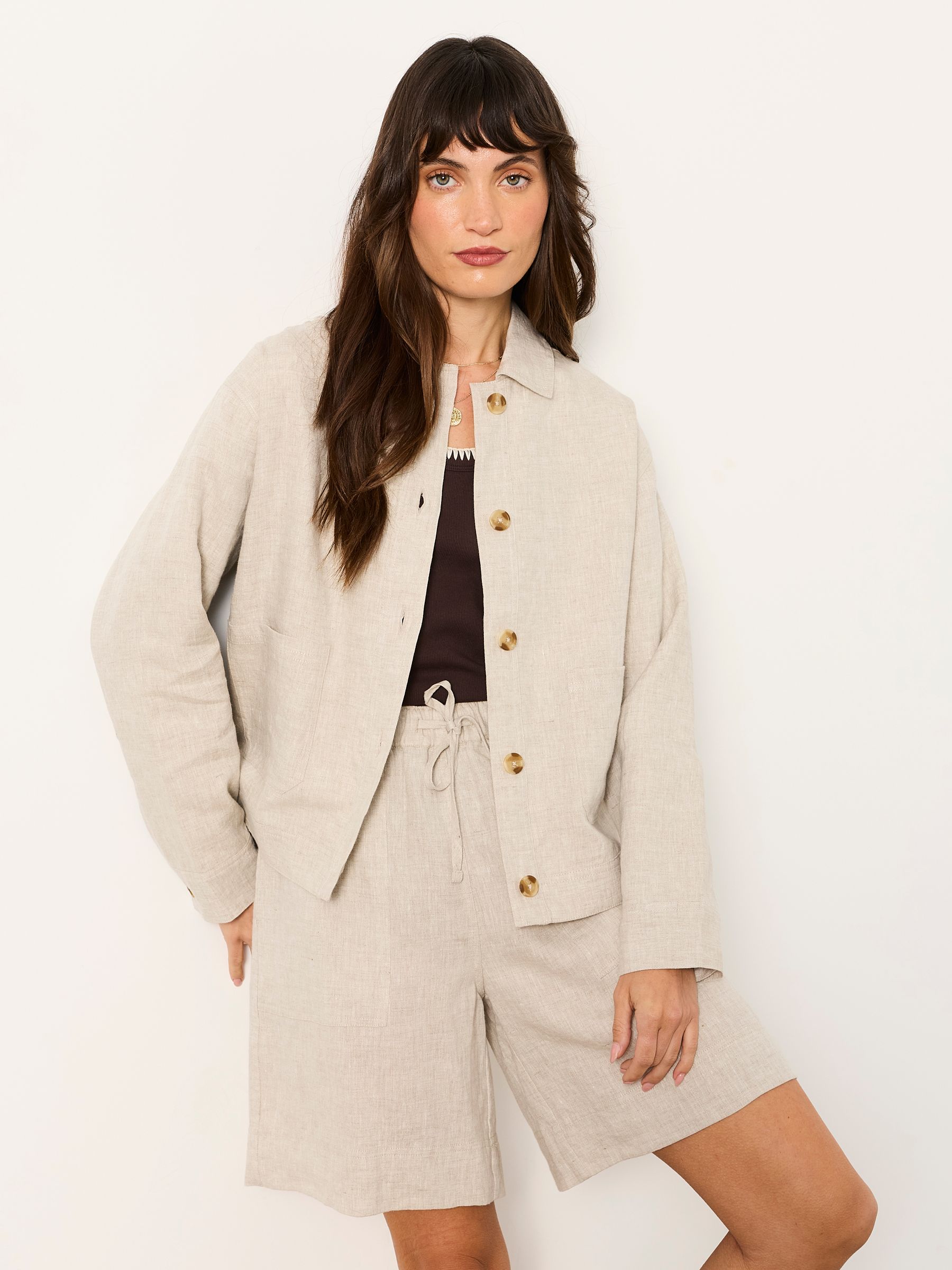 Darcy Stone Regular Linen Jacket | FatFace