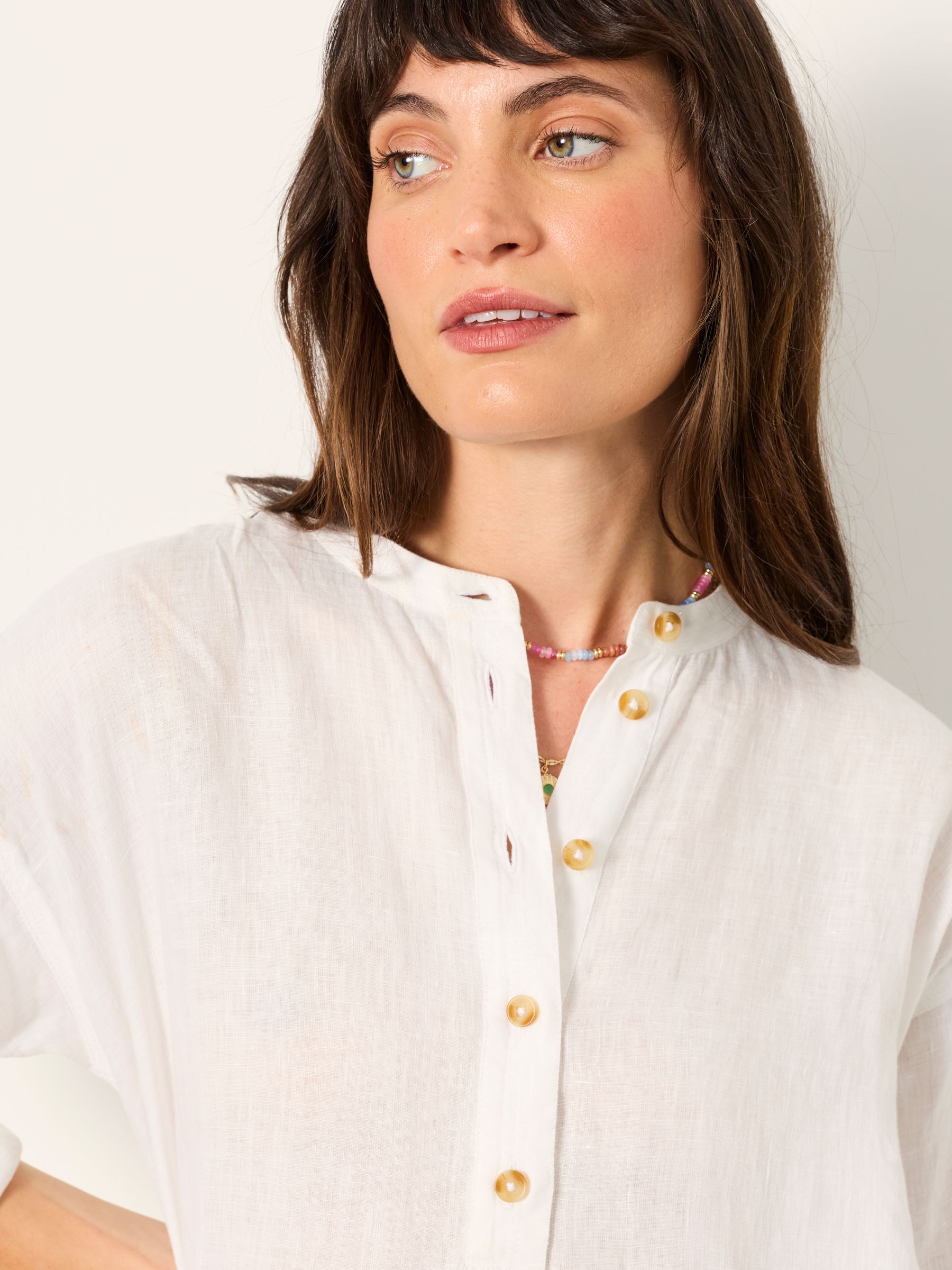 Julia White Petite Linen Popover - Image 4 of 6