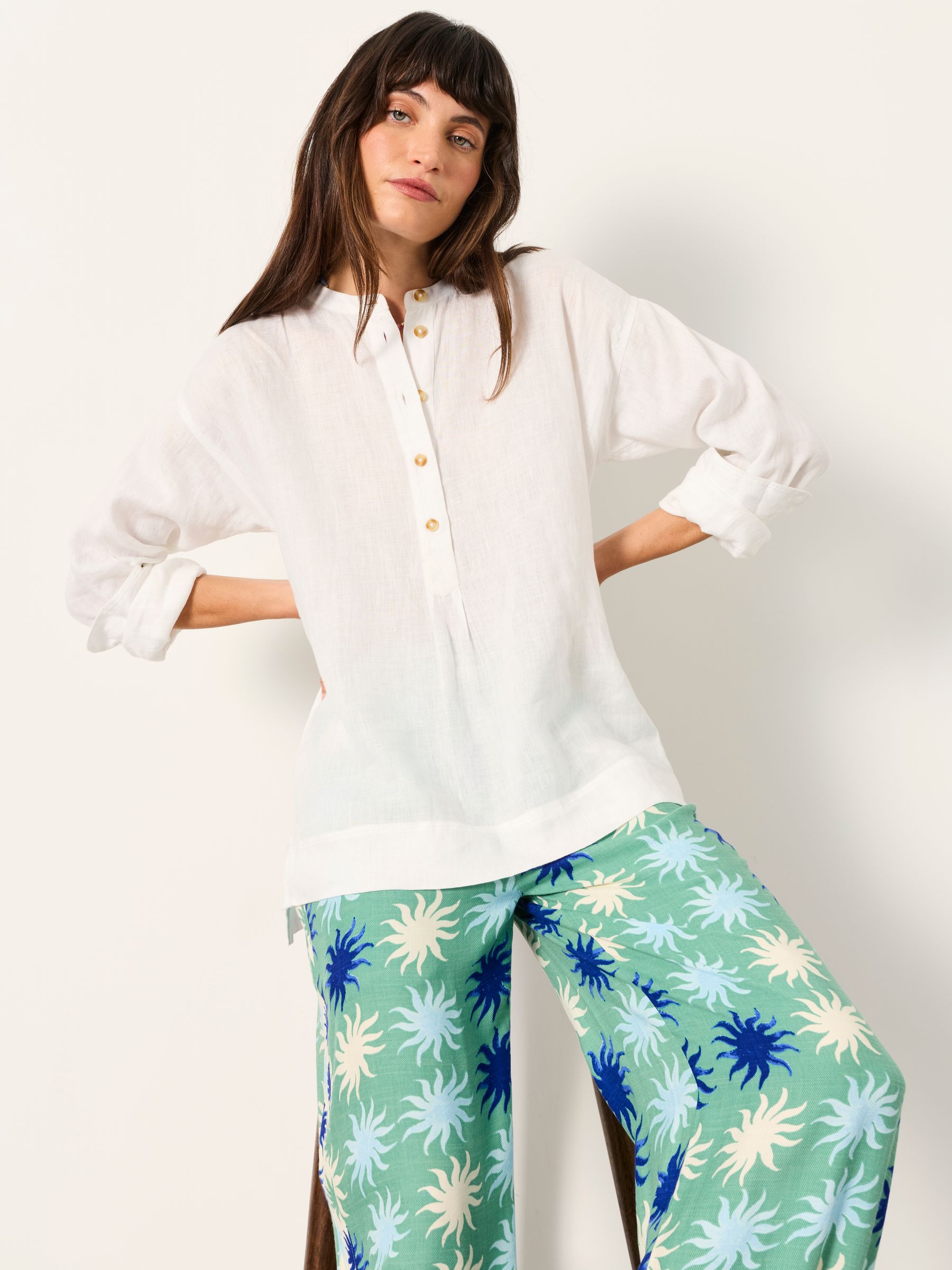Julia White Petite Linen Popover - Image 5 of 6