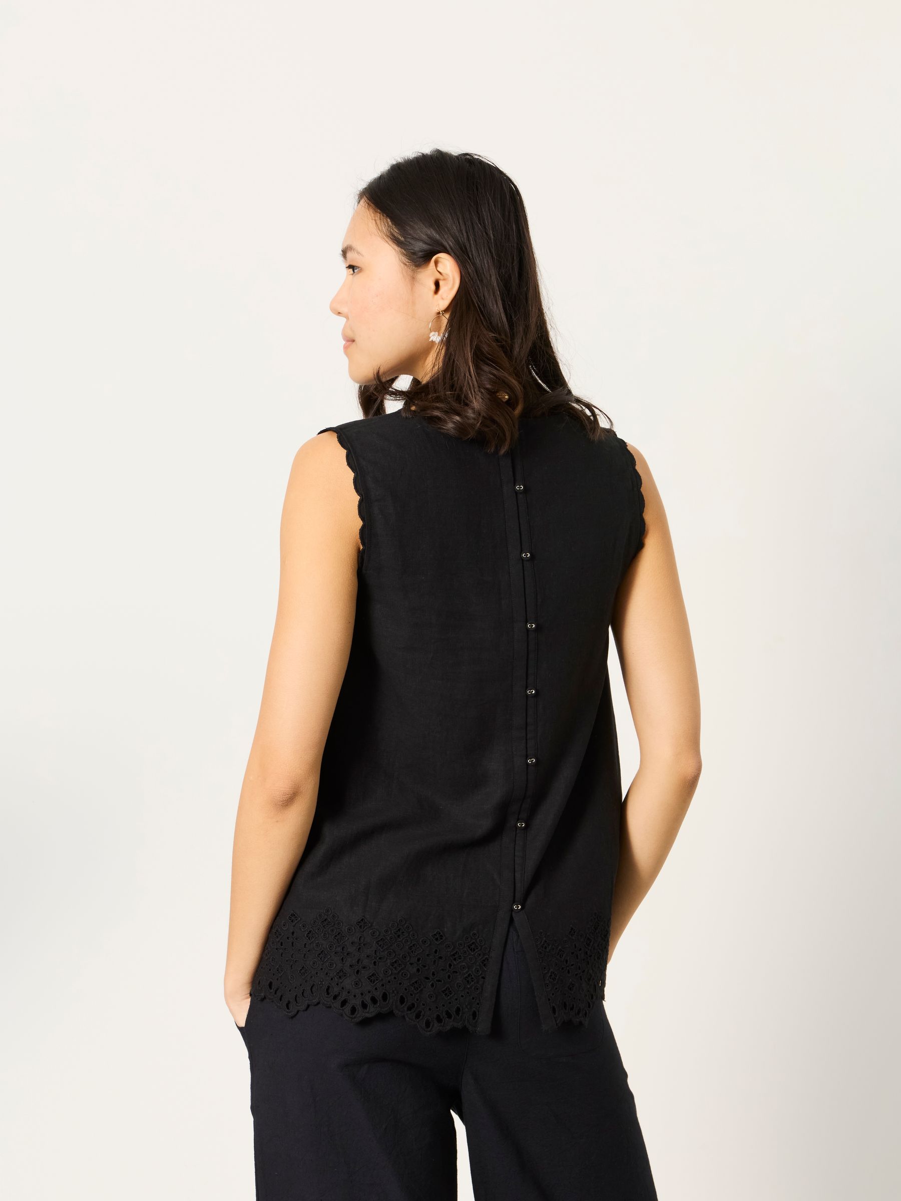 Ella Black Petite Broderie Cami - Image 2 of 6