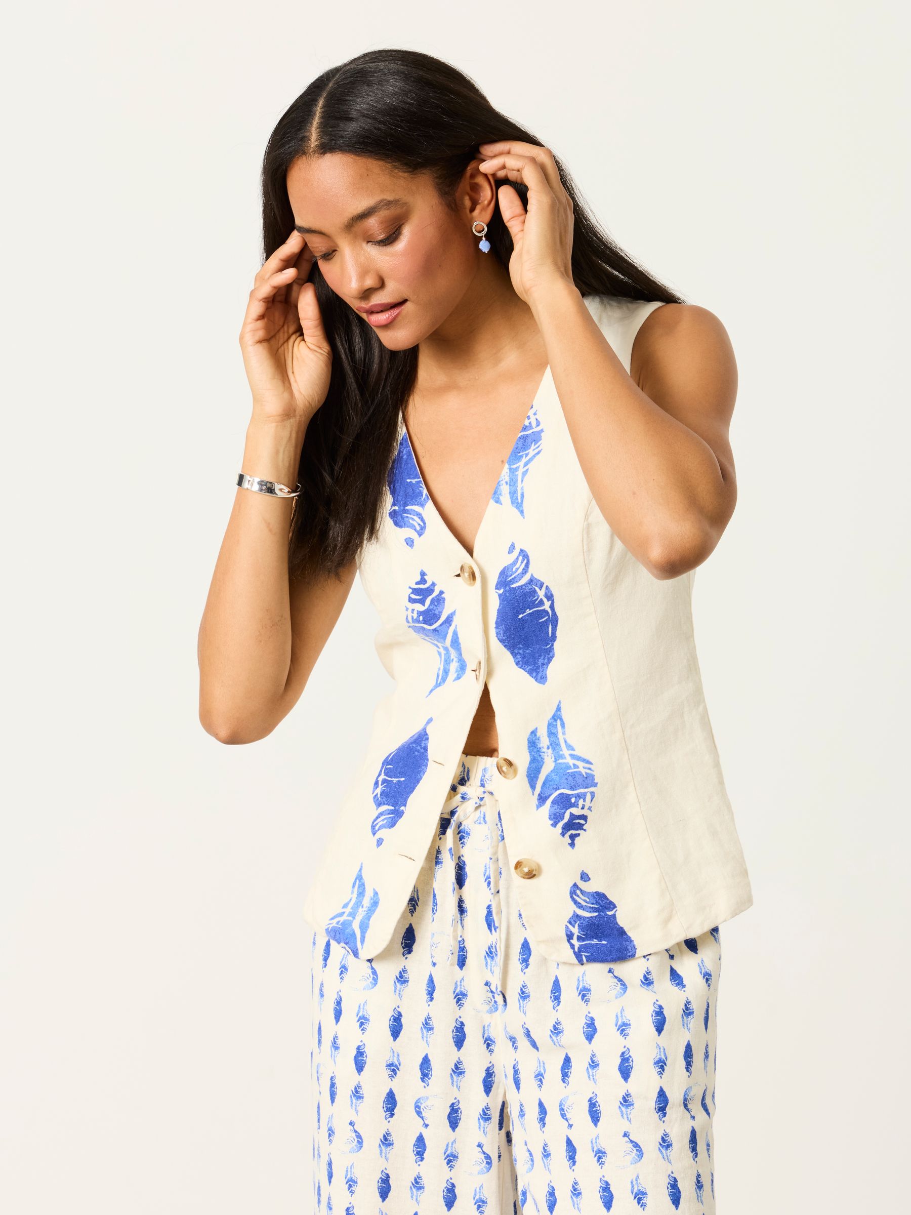 Indie Ivory Shells Petite Waistcoat - Image 1 of 7