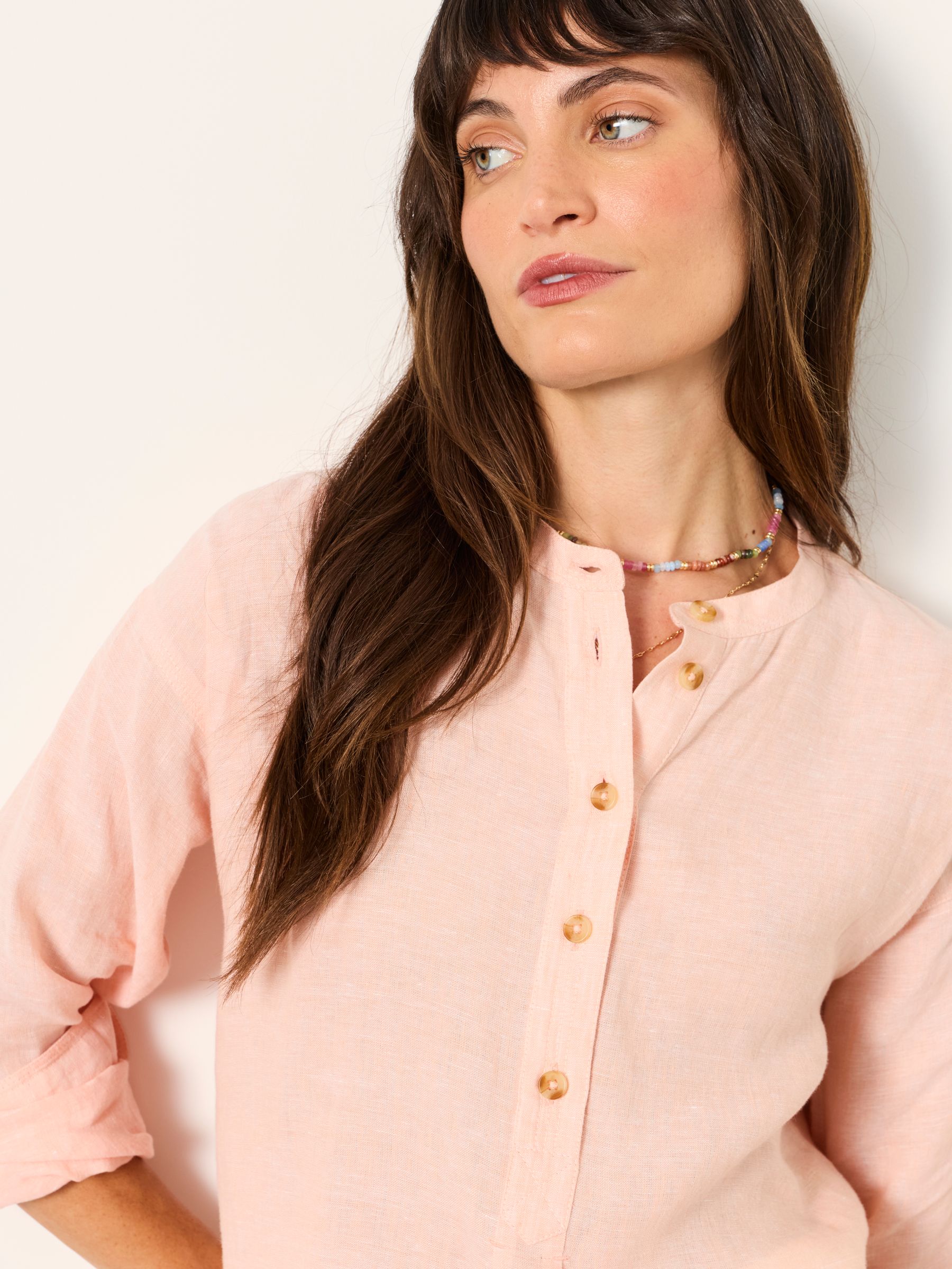 Julia Orange Petite Linen Popover - Image 4 of 7