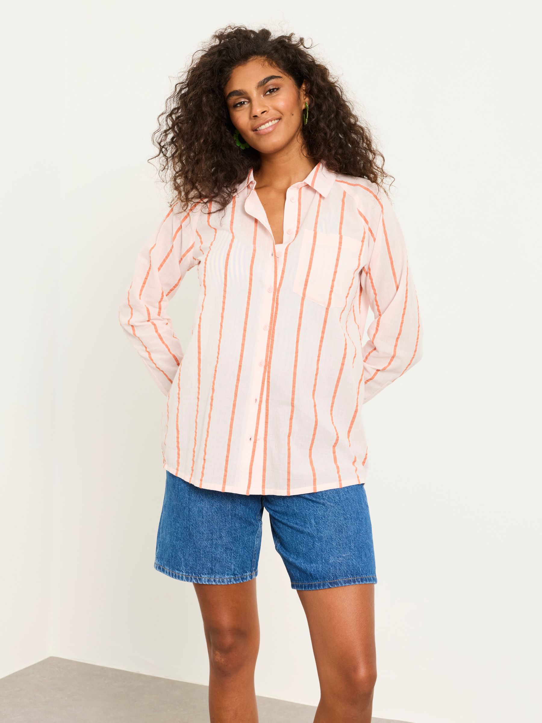 Bessie Pink Petite Stripe Shirt | FatFace