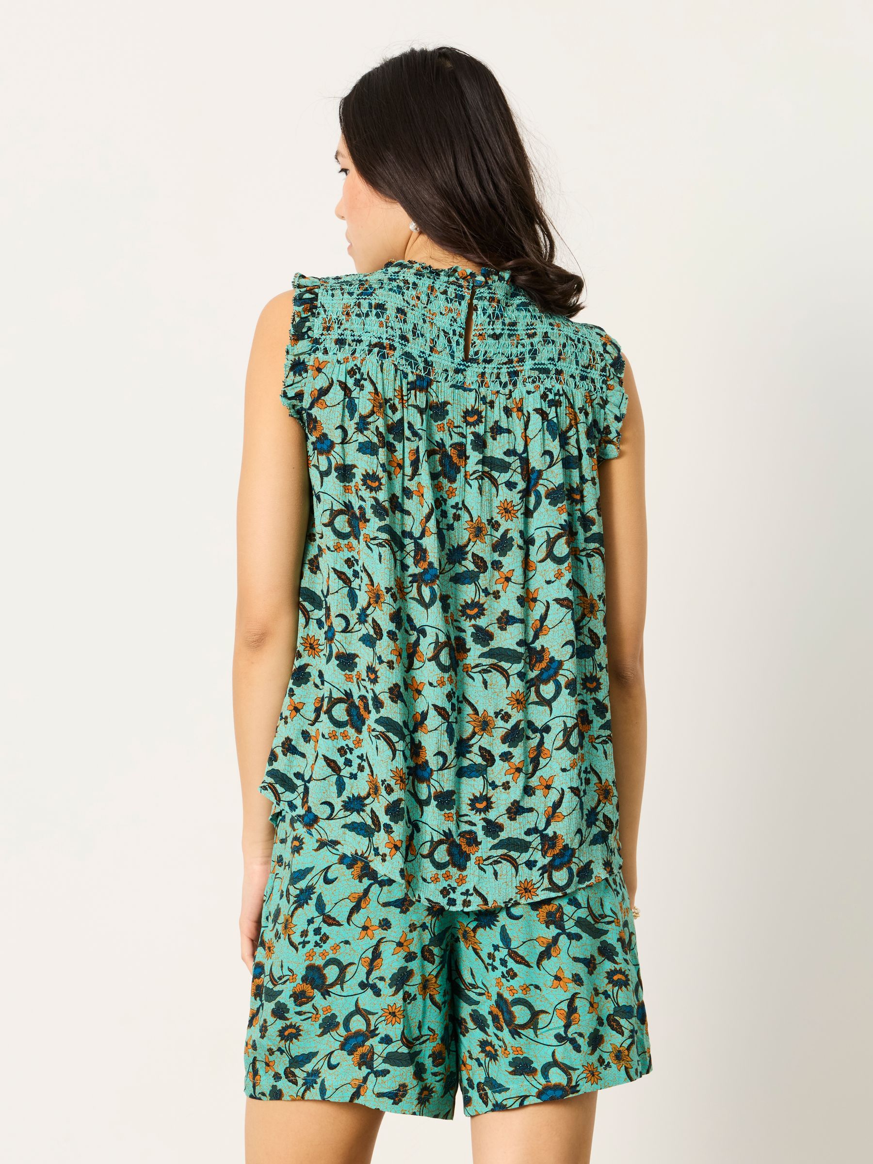 Elle Teal Blue Batik Petite Blouse - Image 2 of 6