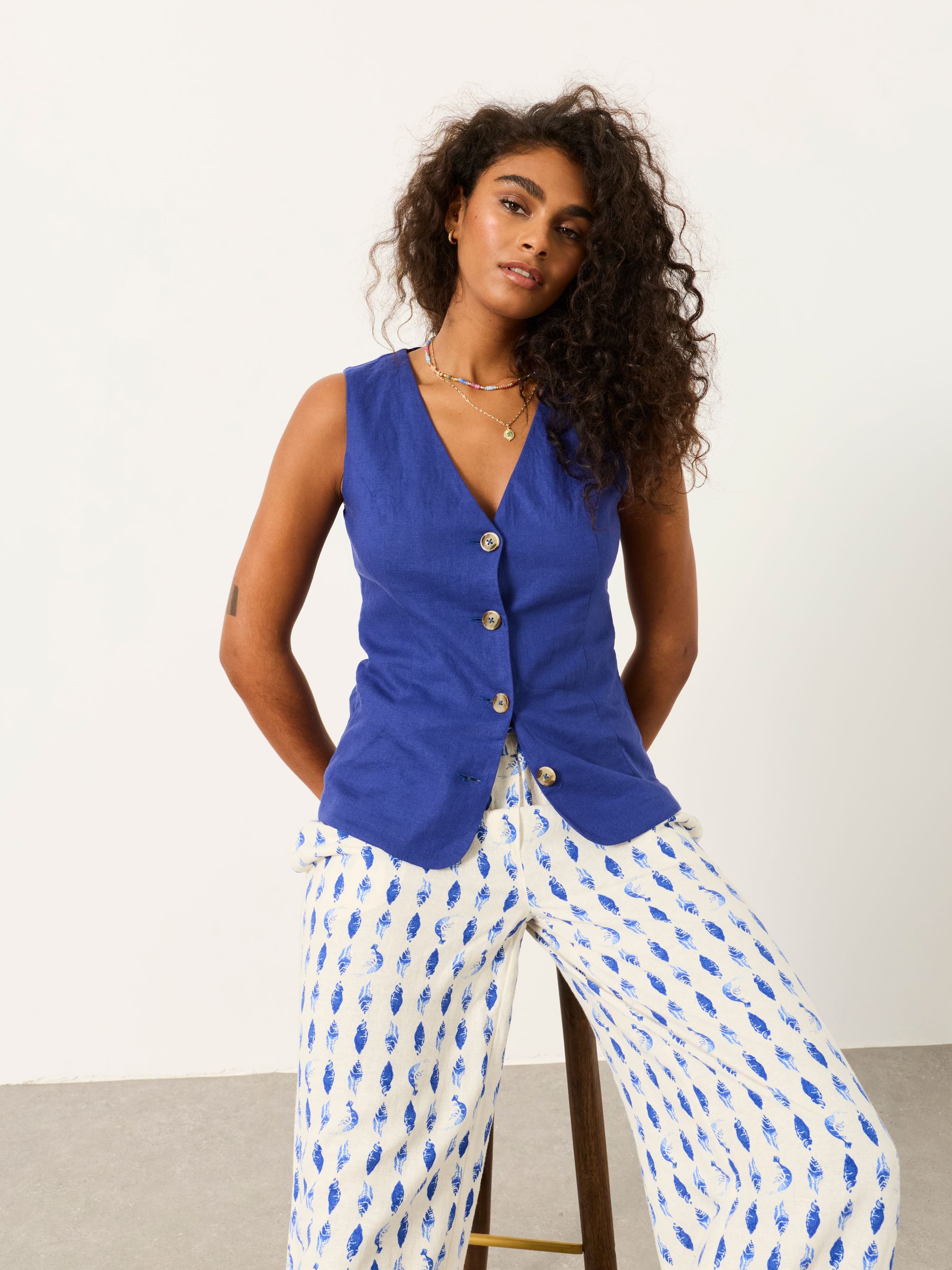 Indie Cobalt Blue Petite Waistcoat - Image 4 of 6