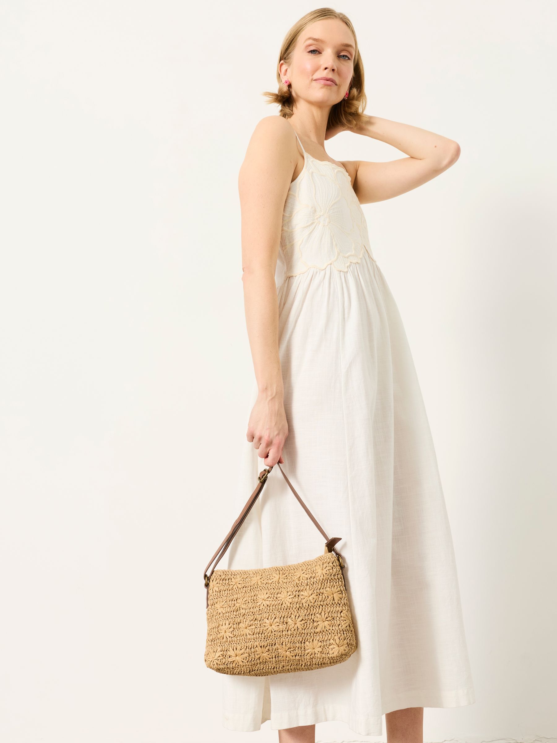 Natural Flower Raffia Crossbody Bag - Image 1 of 5