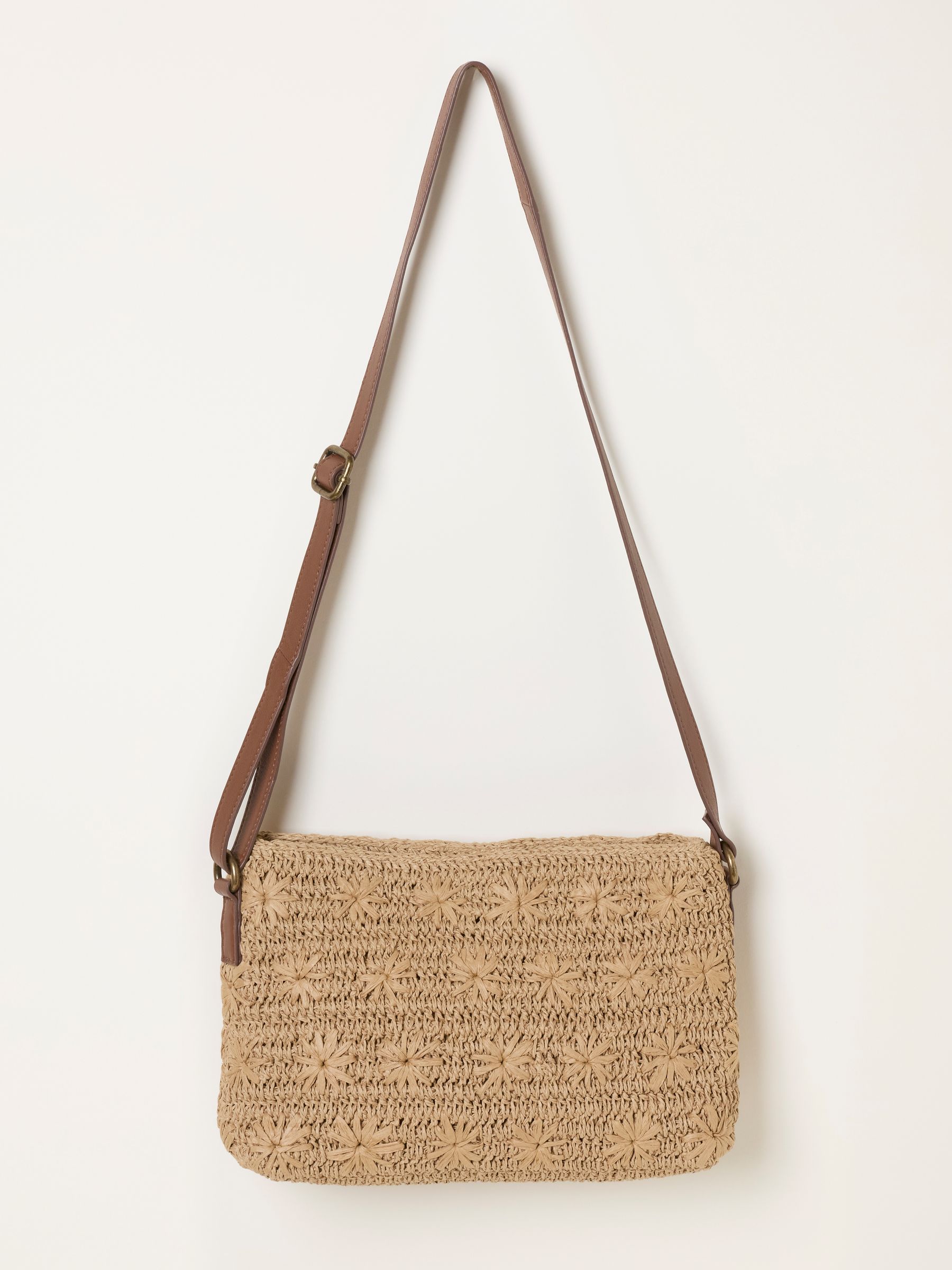 Natural Flower Raffia Crossbody Bag - Image 3 of 5