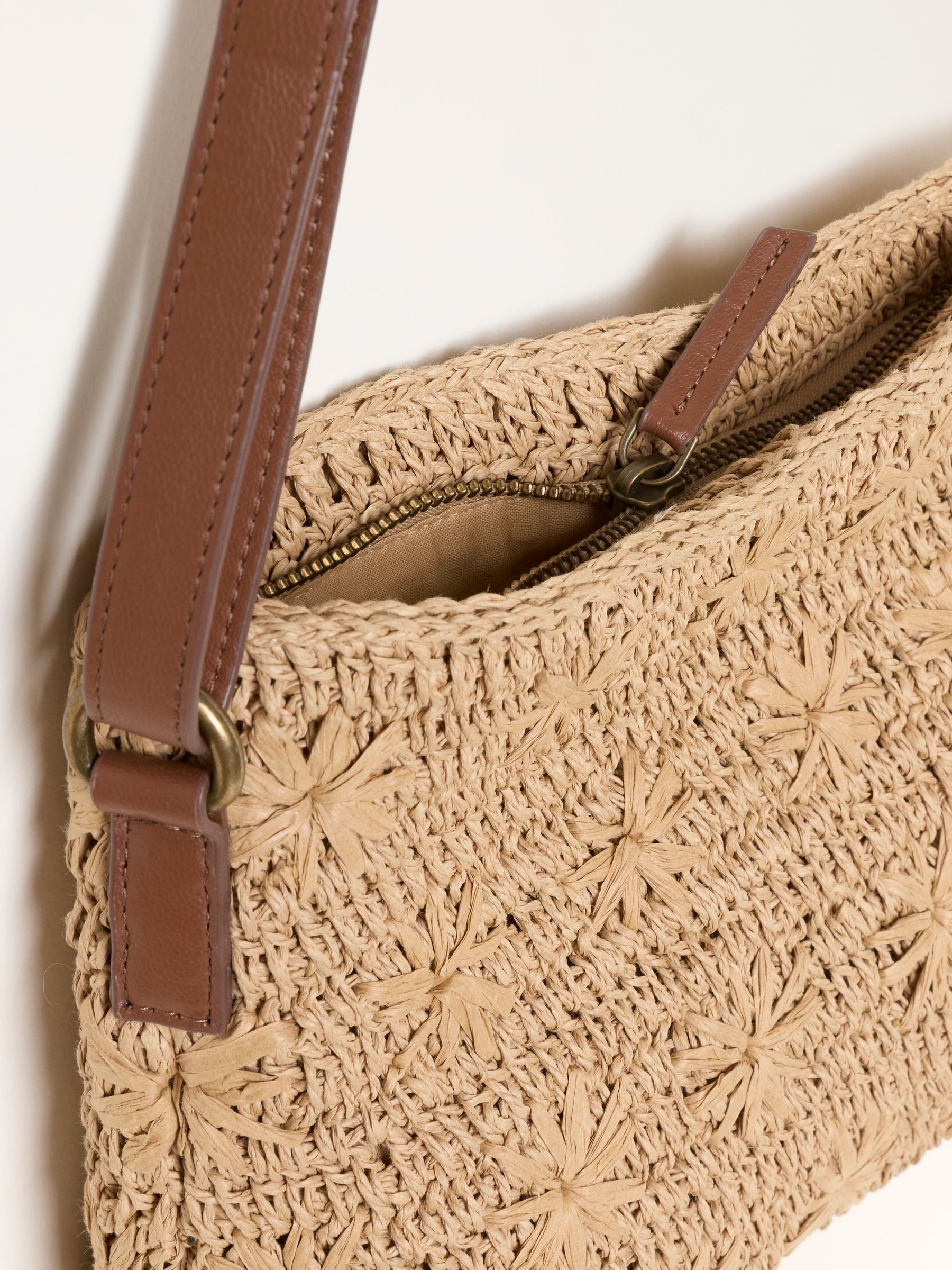Natural Flower Raffia Crossbody Bag - Image 5 of 5