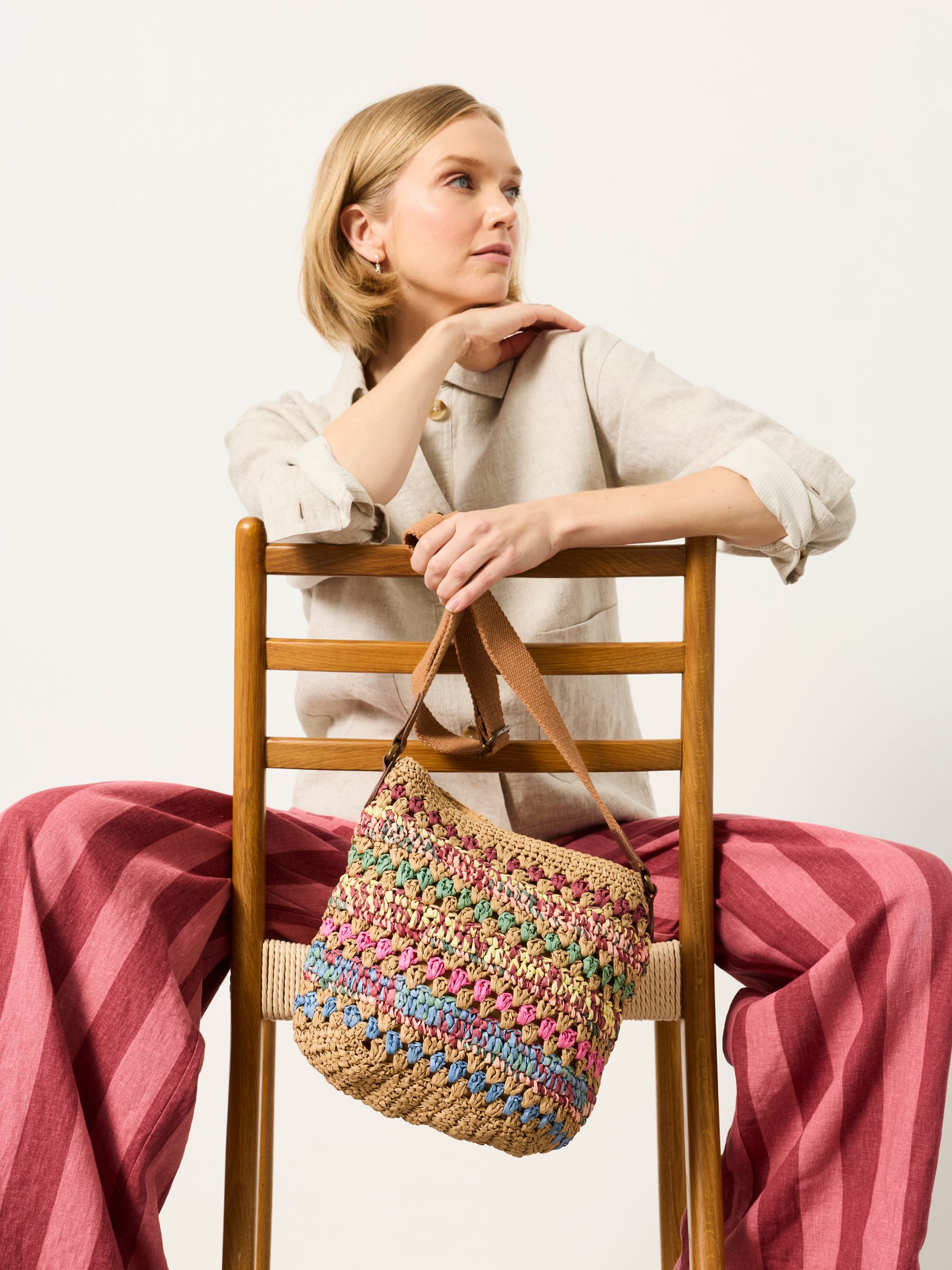 Multi Raffia Woven Crossbody Bag - Image 1 of 5 Multi Raffia Woven Crossbody Bag - Image 1 of 5