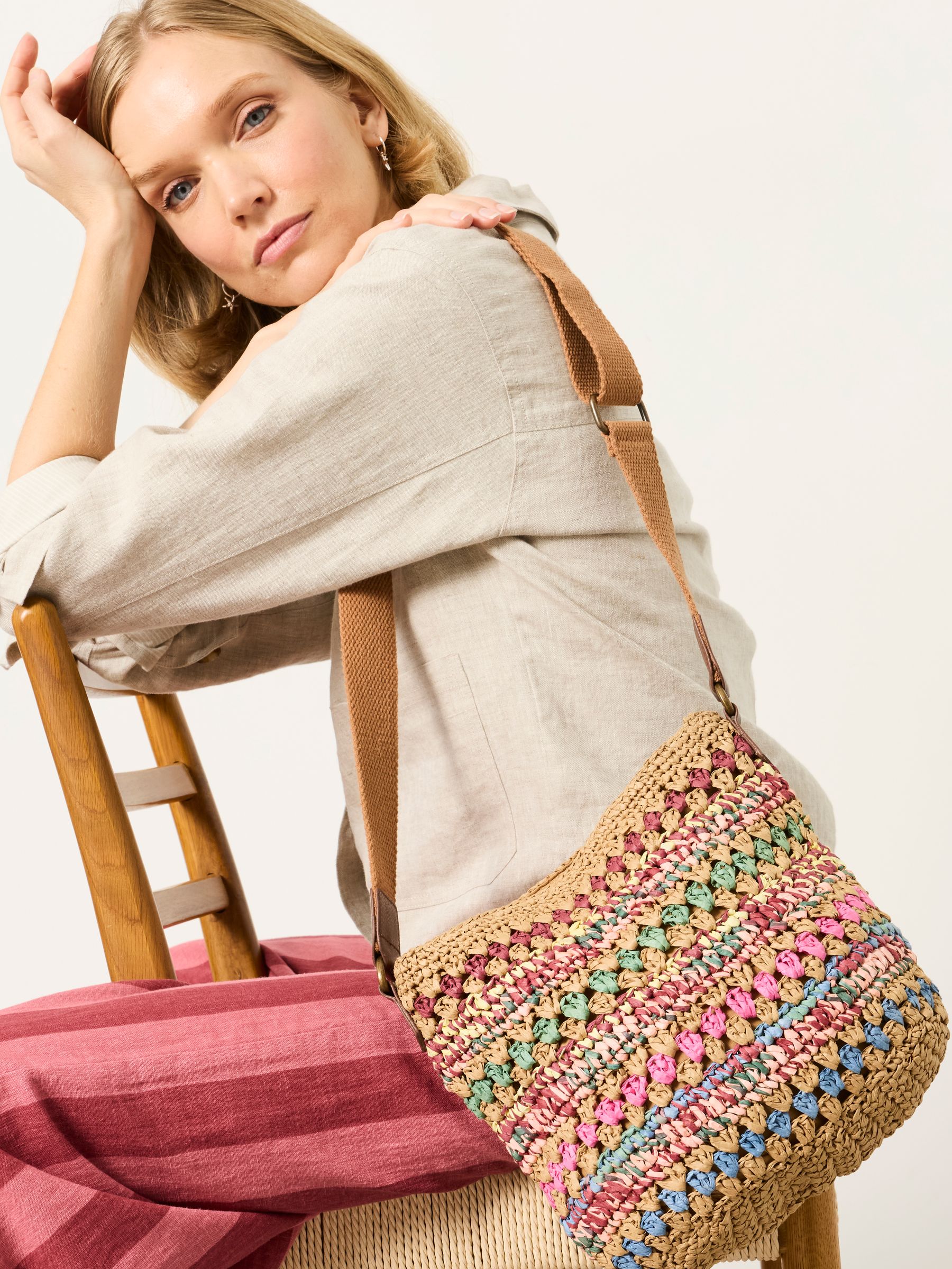 Multi Raffia Woven Crossbody Bag - Image 2 of 5 Multi Raffia Woven Crossbody Bag - Image 2 of 5