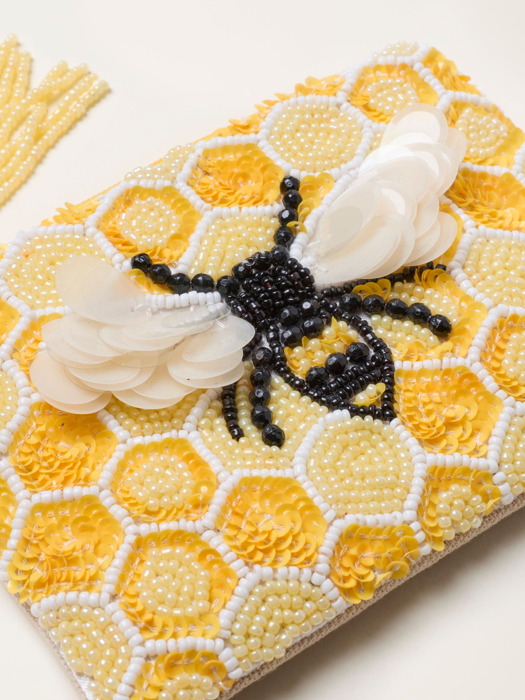 Yellow Bee Beaded Sequin Pouch - Image 2 of 2