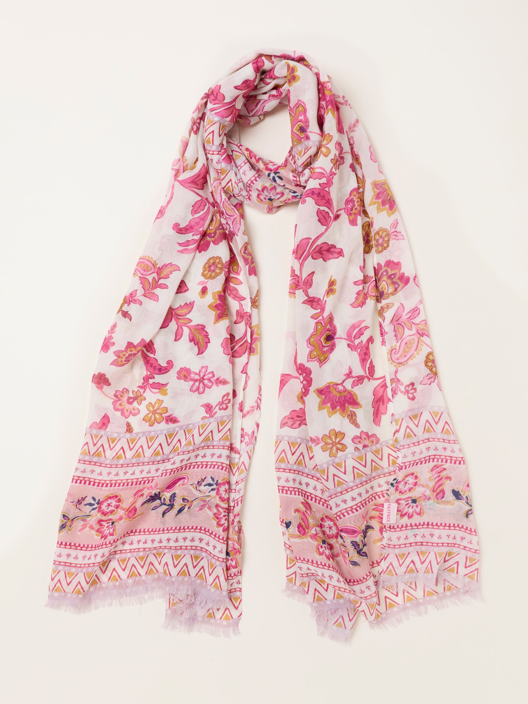 Pink Floral Border Lightweight Scarf - Image 1 of 3
