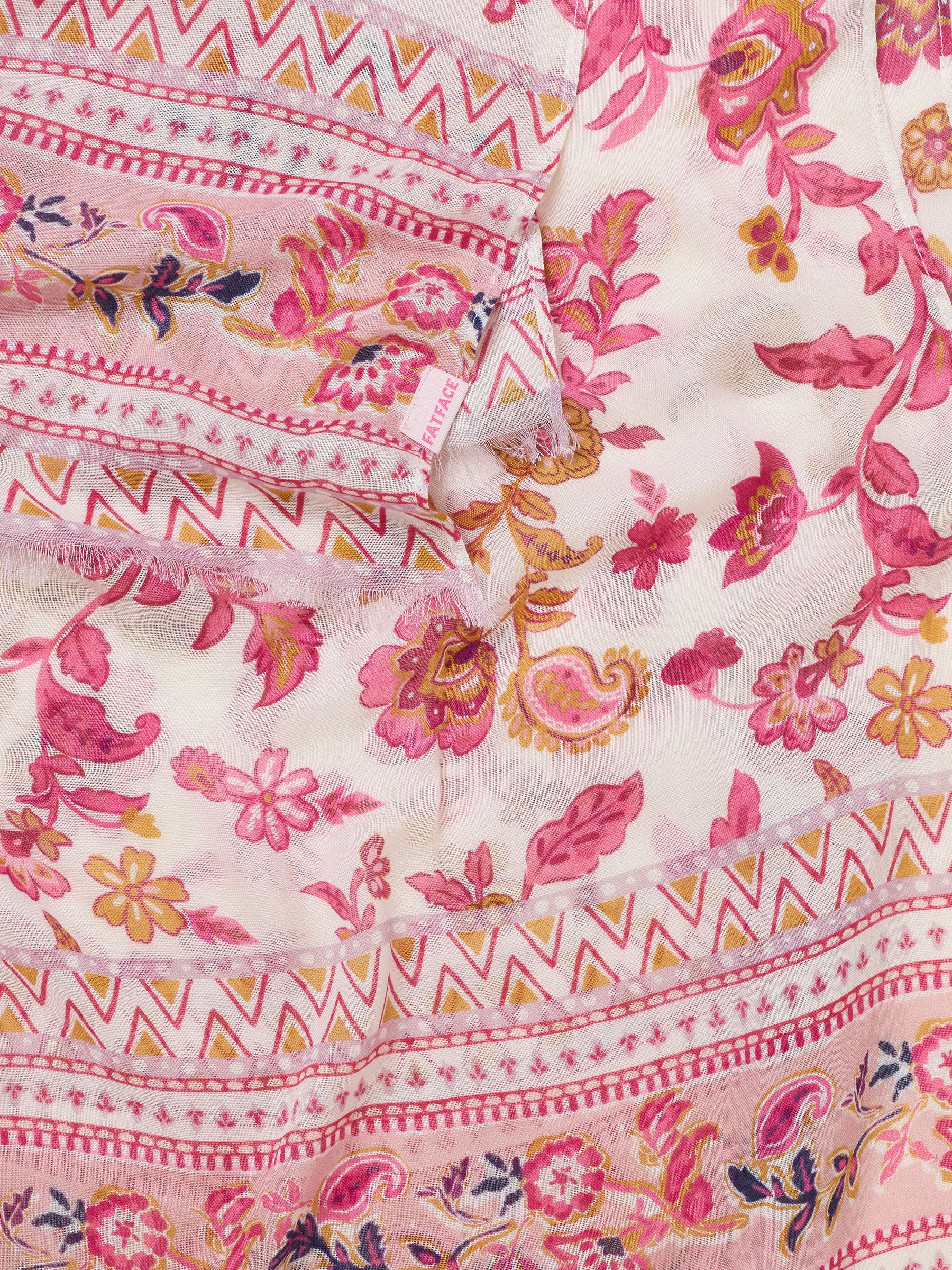 Pink Floral Border Lightweight Scarf - Image 2 of 3