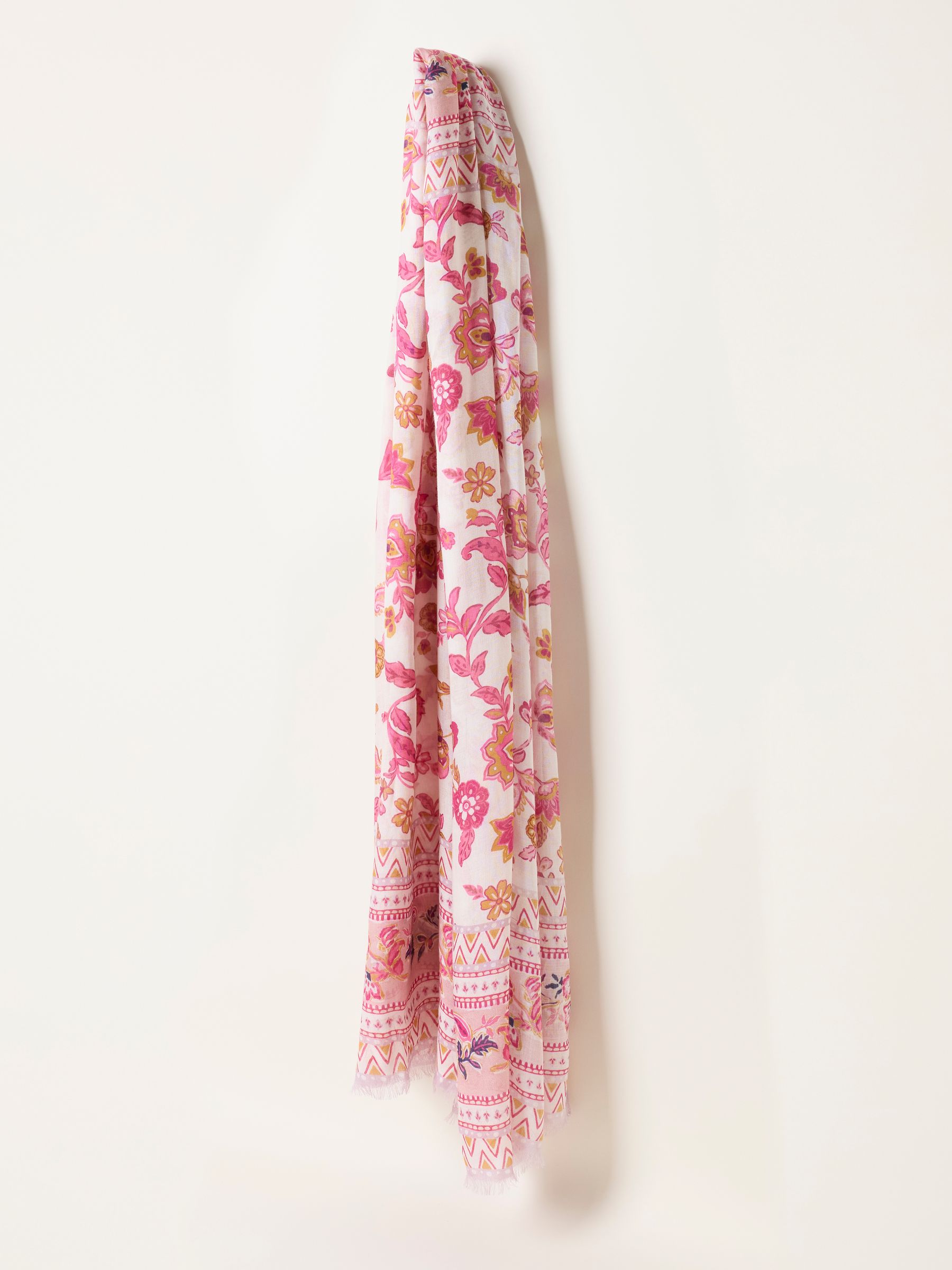 Pink Floral Border Lightweight Scarf - Image 3 of 3