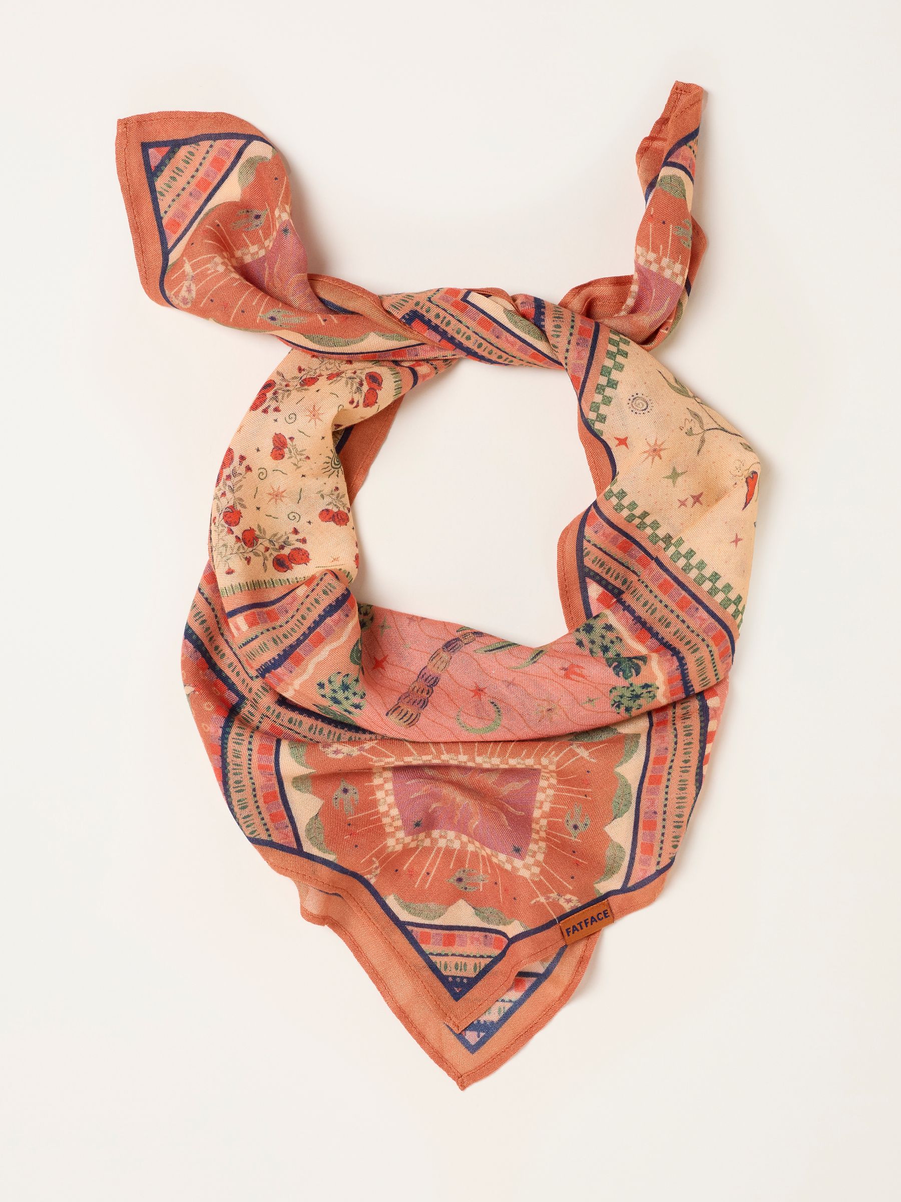 Orange Patchwork Square Scarf - Image 1 of 3 Orange Patchwork Square Scarf - Image 1 of 3