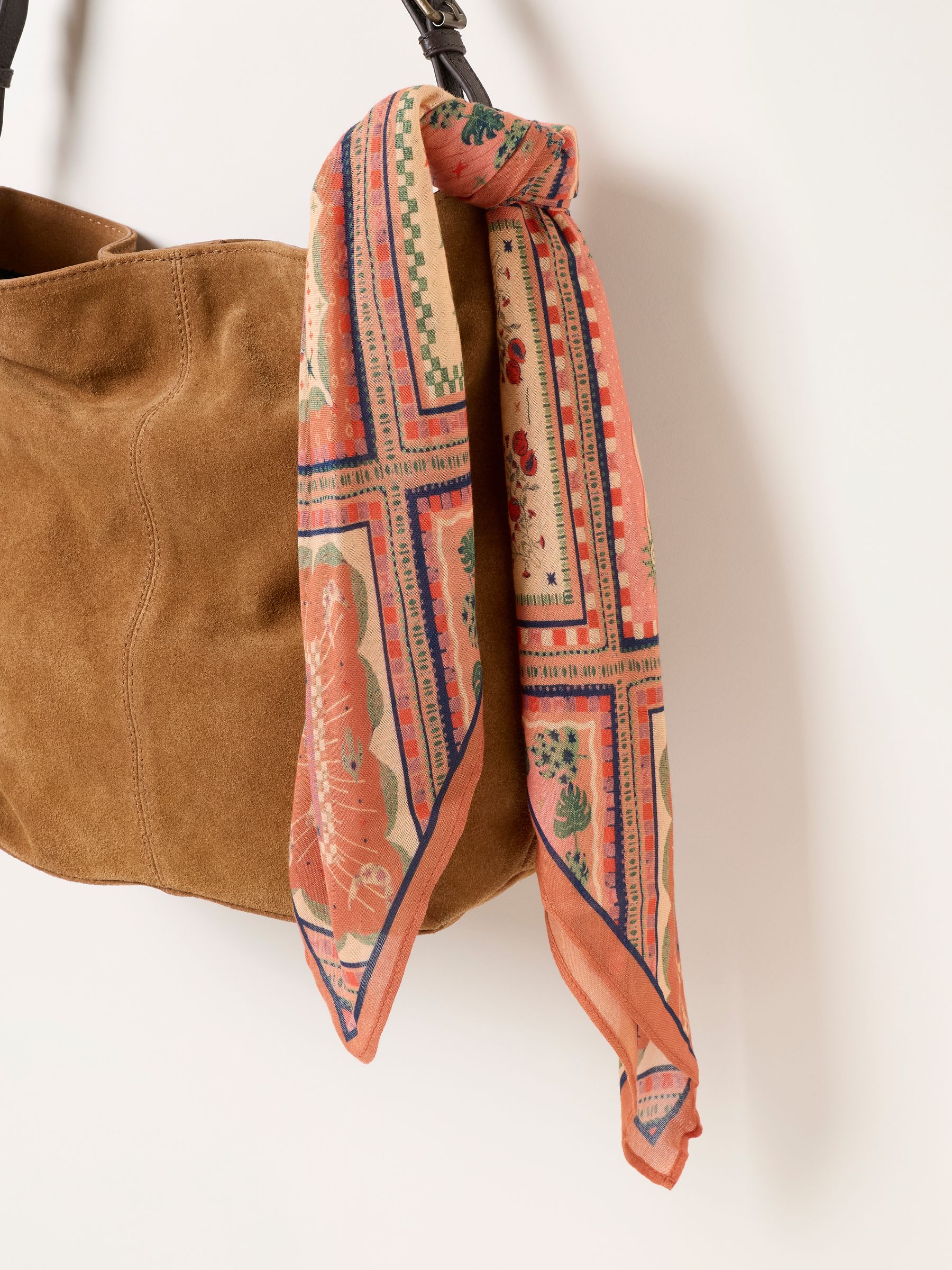 Orange Patchwork Square Scarf - Image 3 of 3 Orange Patchwork Square Scarf - Image 3 of 3