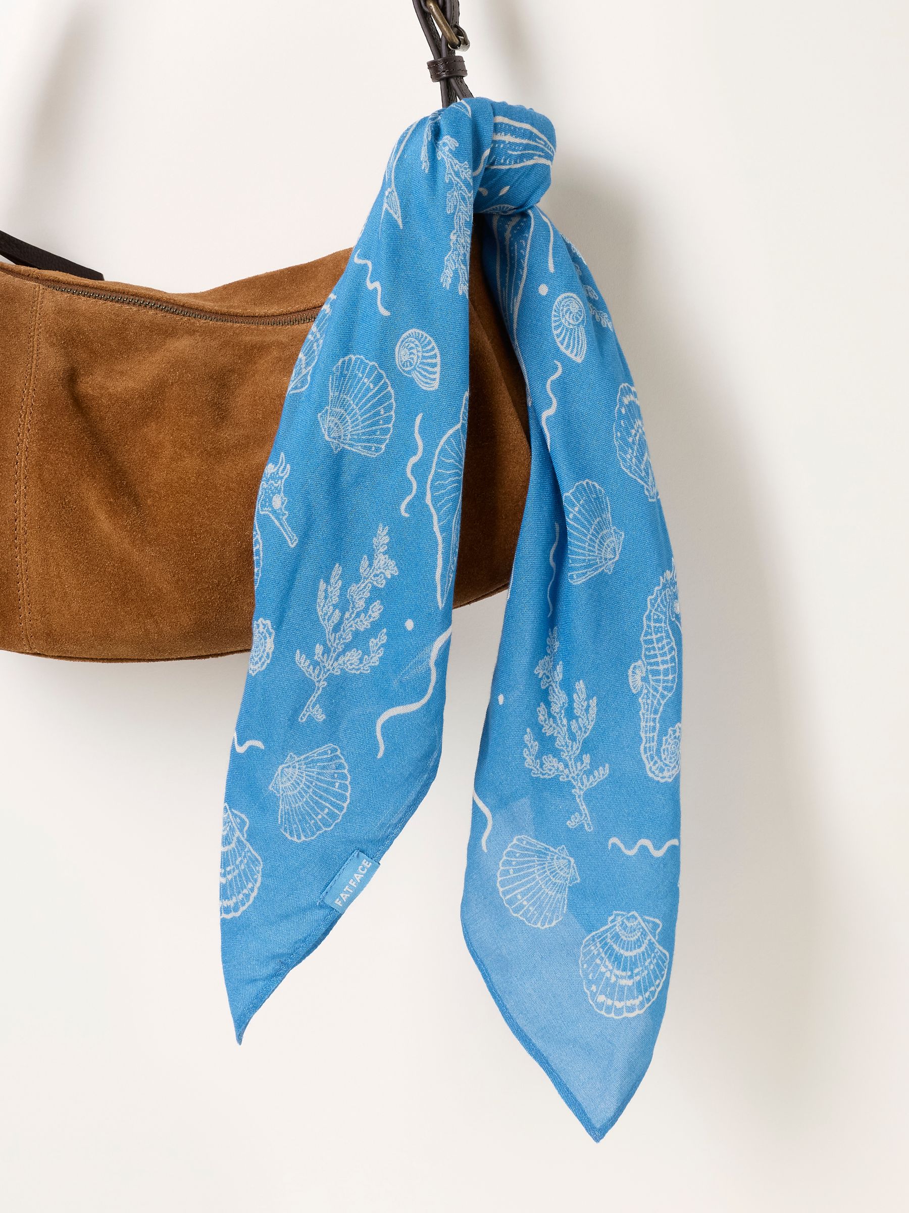 Blue Sealife Square Scarf - Image 3 of 3 Blue Sealife Square Scarf - Image 3 of 3