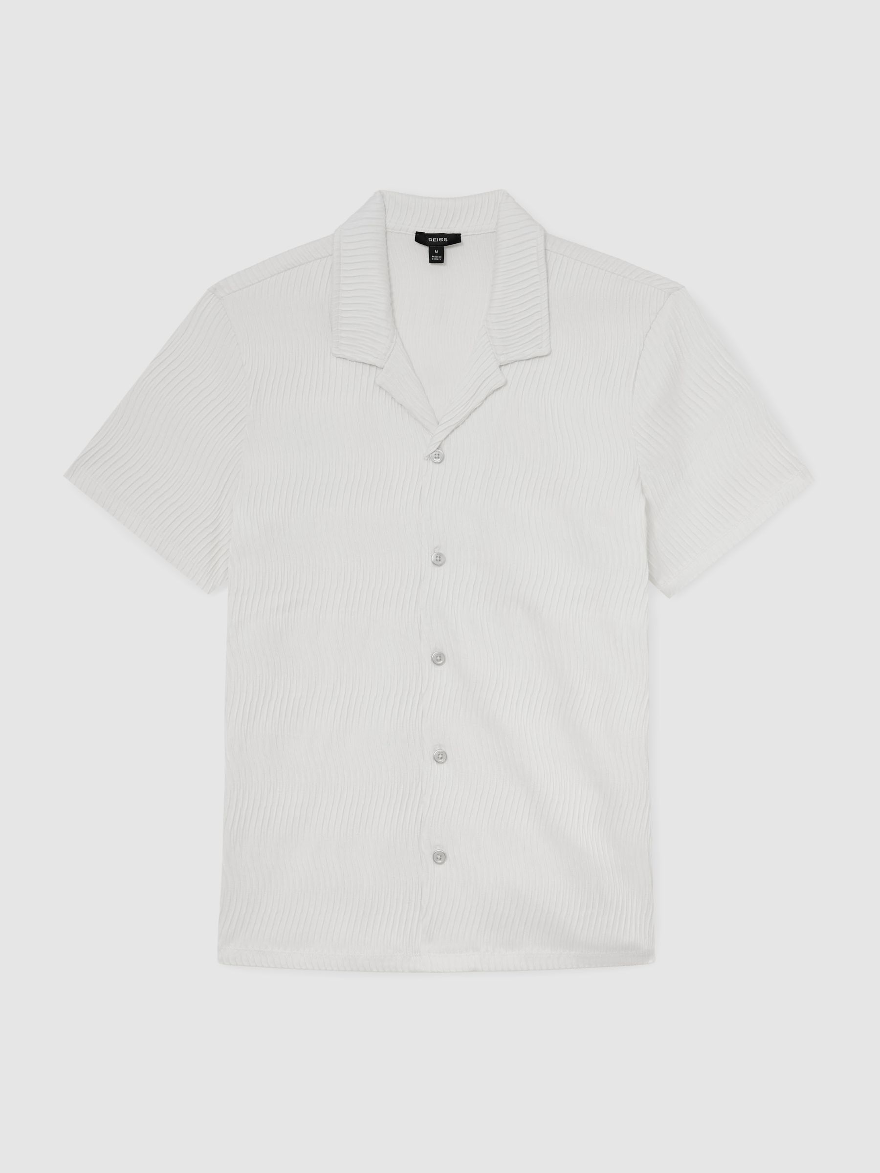 Textured-Wave Cuban-Collar Shirt in White - image 1