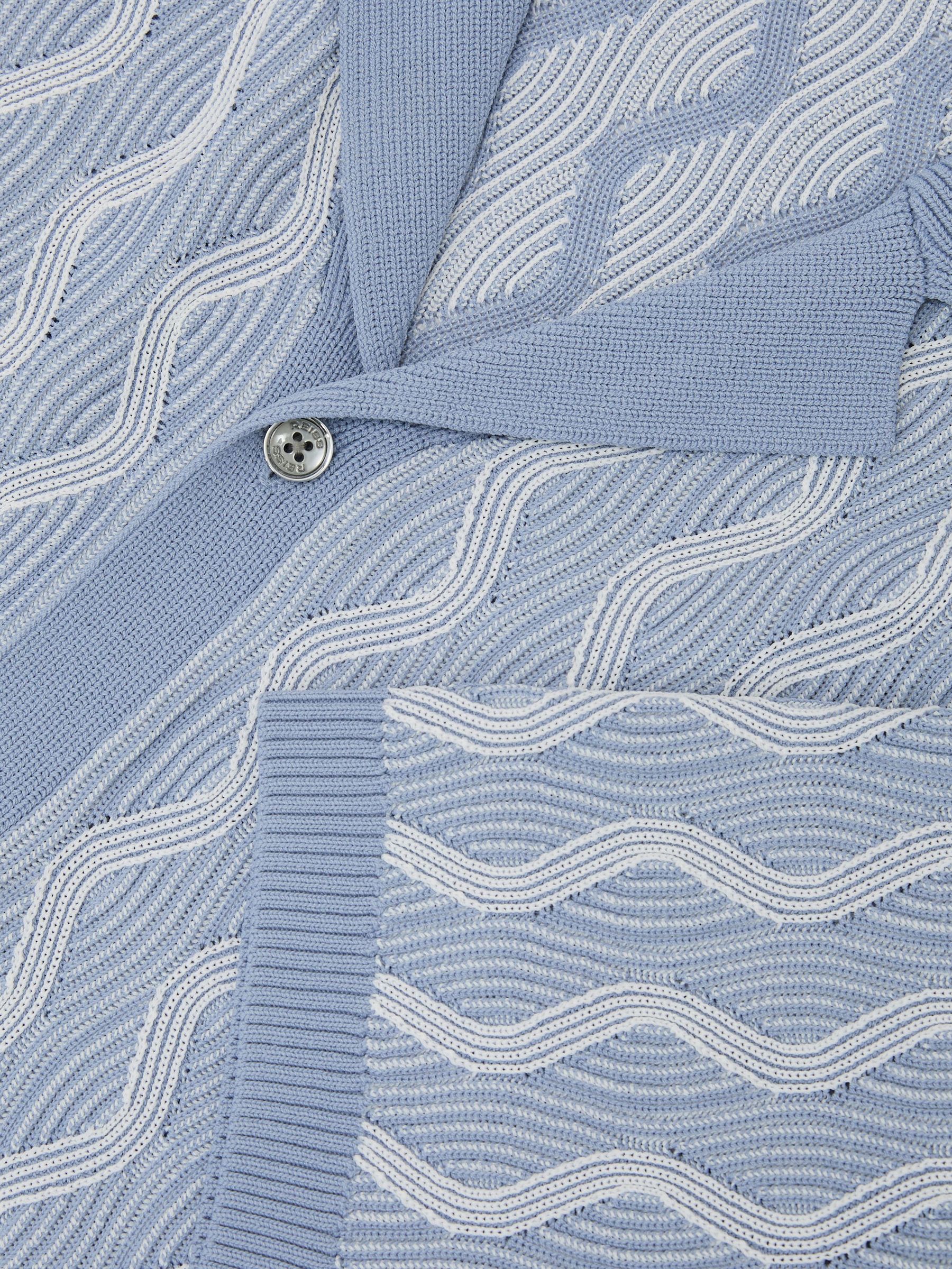 Wave-Knit Cuban-Collar Shirt in Soft Blue - image 3