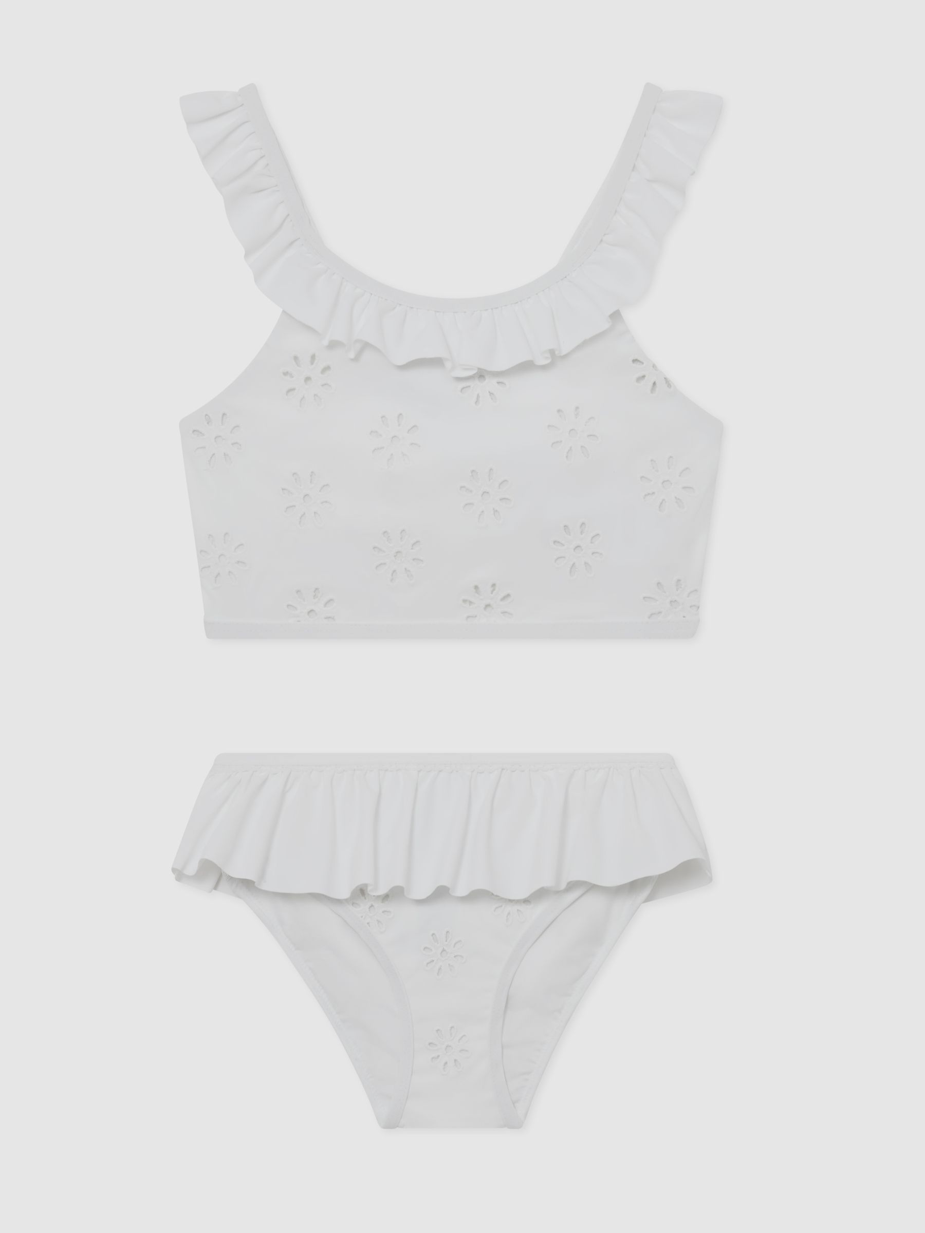 Broderie Peplum Bikini Set in White - Image 1 of 3