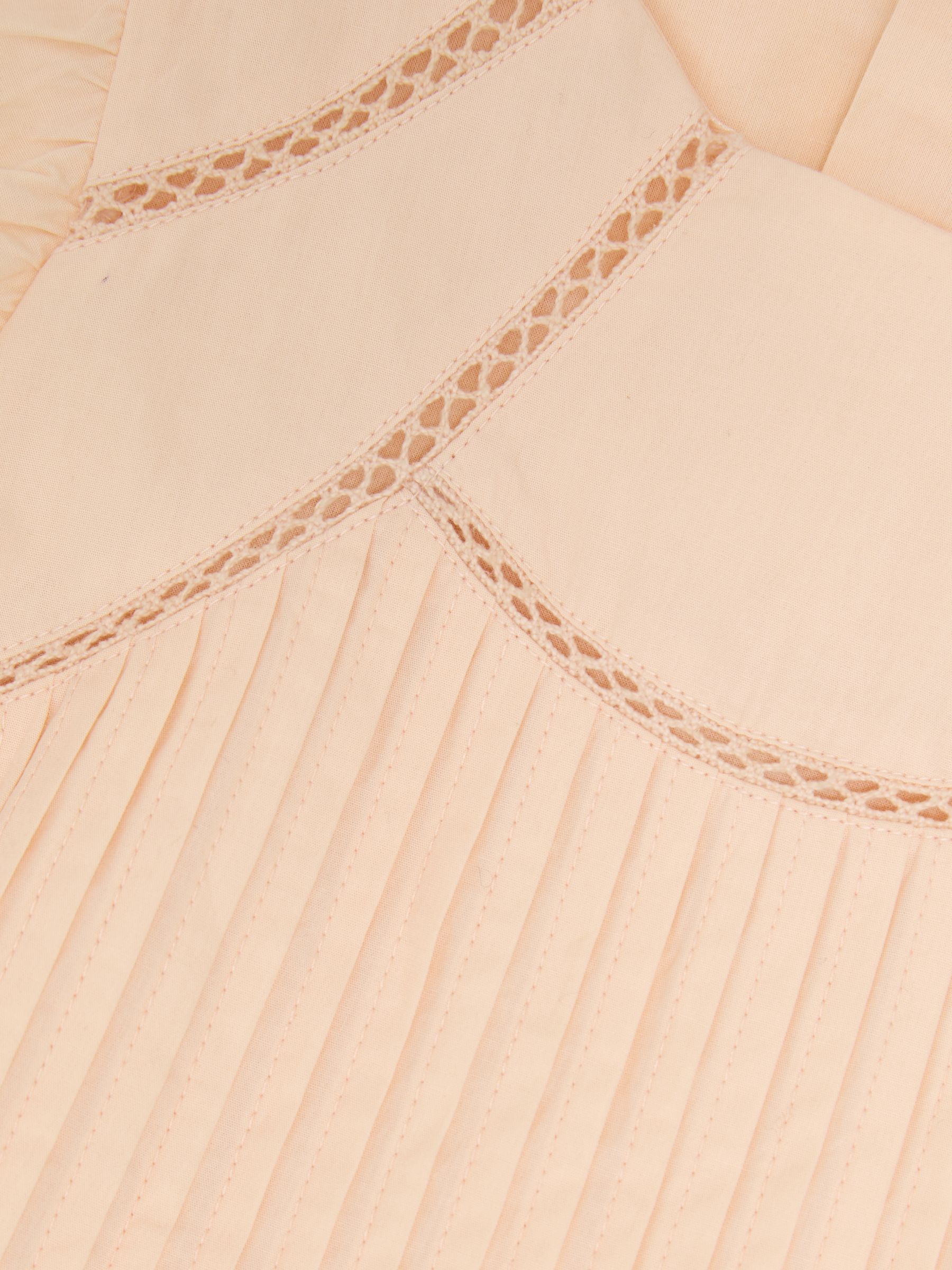 Cotton Pintuck Cap-Sleeve Dress in Peach - Image 4 of 4