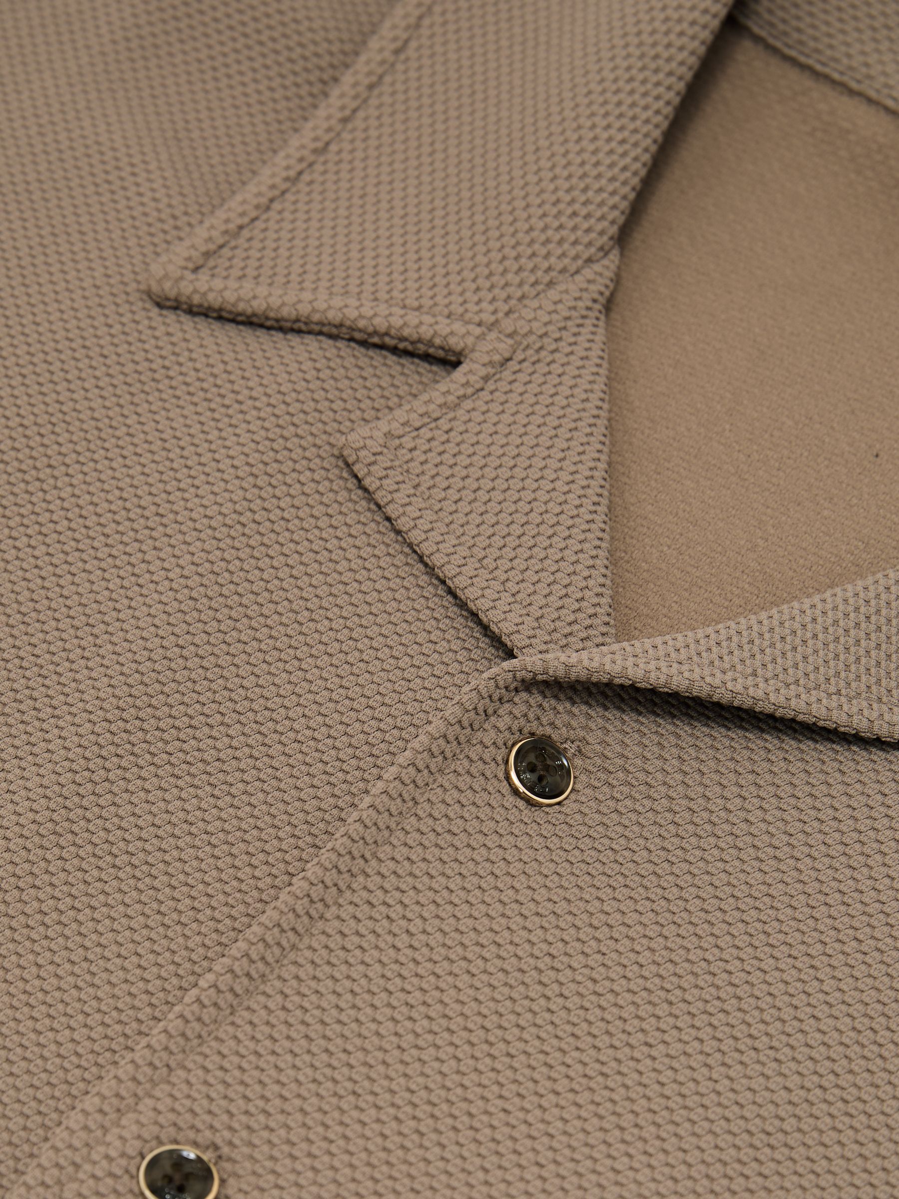 Textured Cuban-Collar Shirt in Camel Brown - image 2