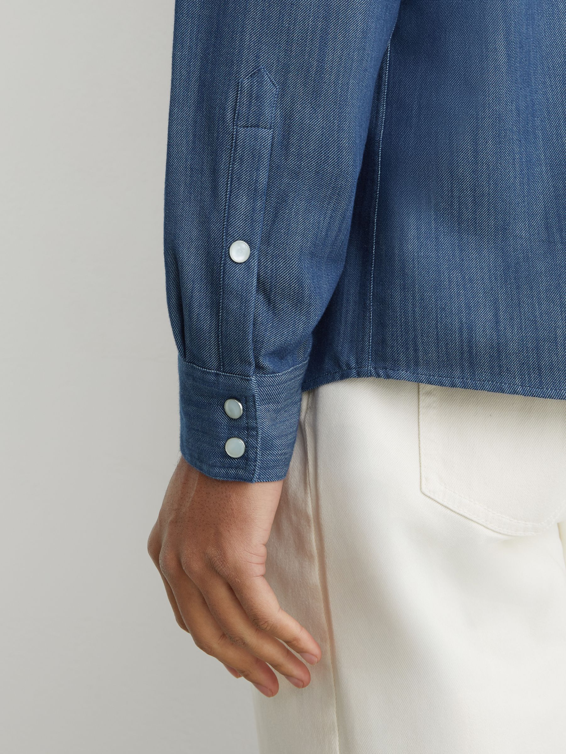 Denim Western Press-Stud Shirt Regular-Fit in Indigo Blue - image 5